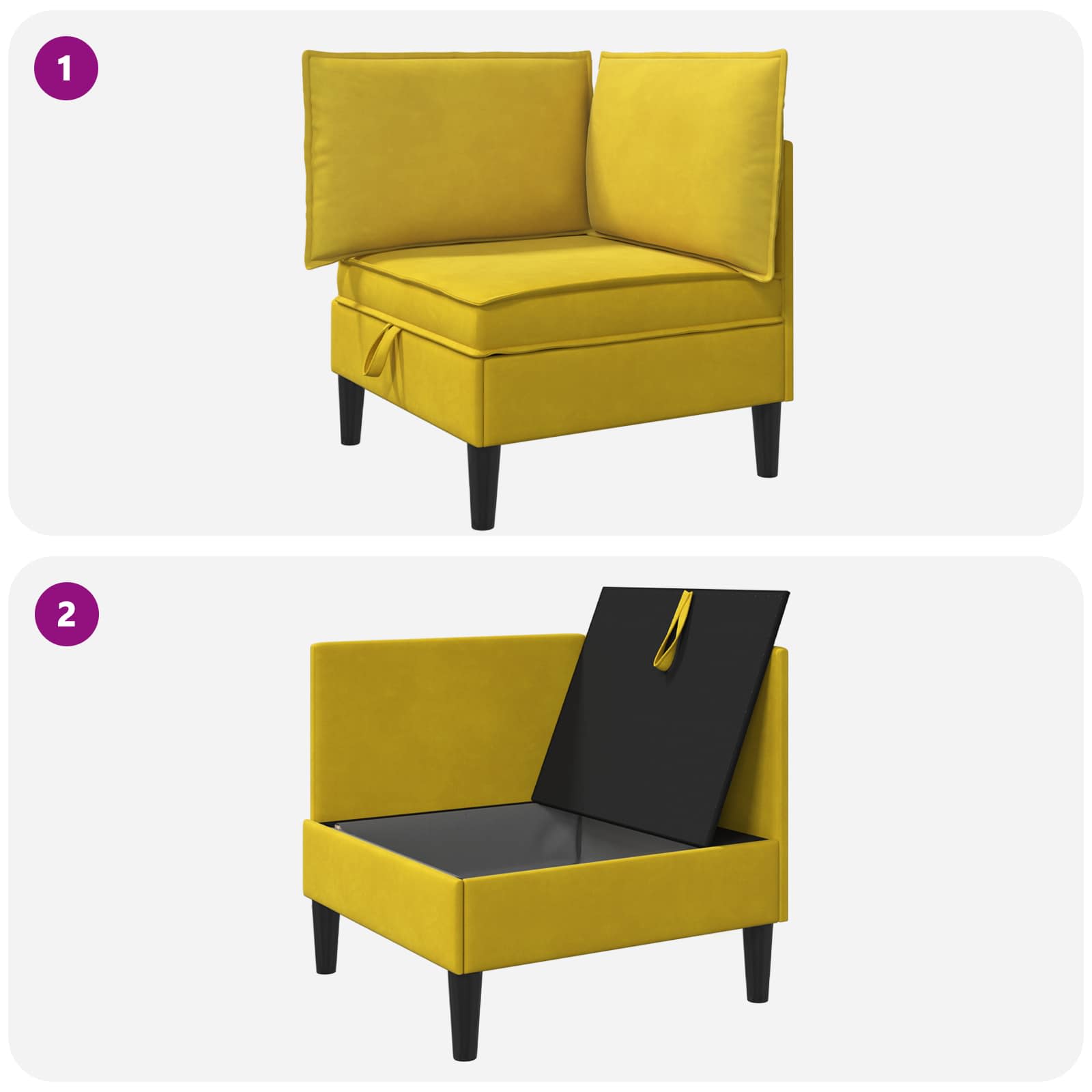 Sofa s pohranom Žuta Baršun