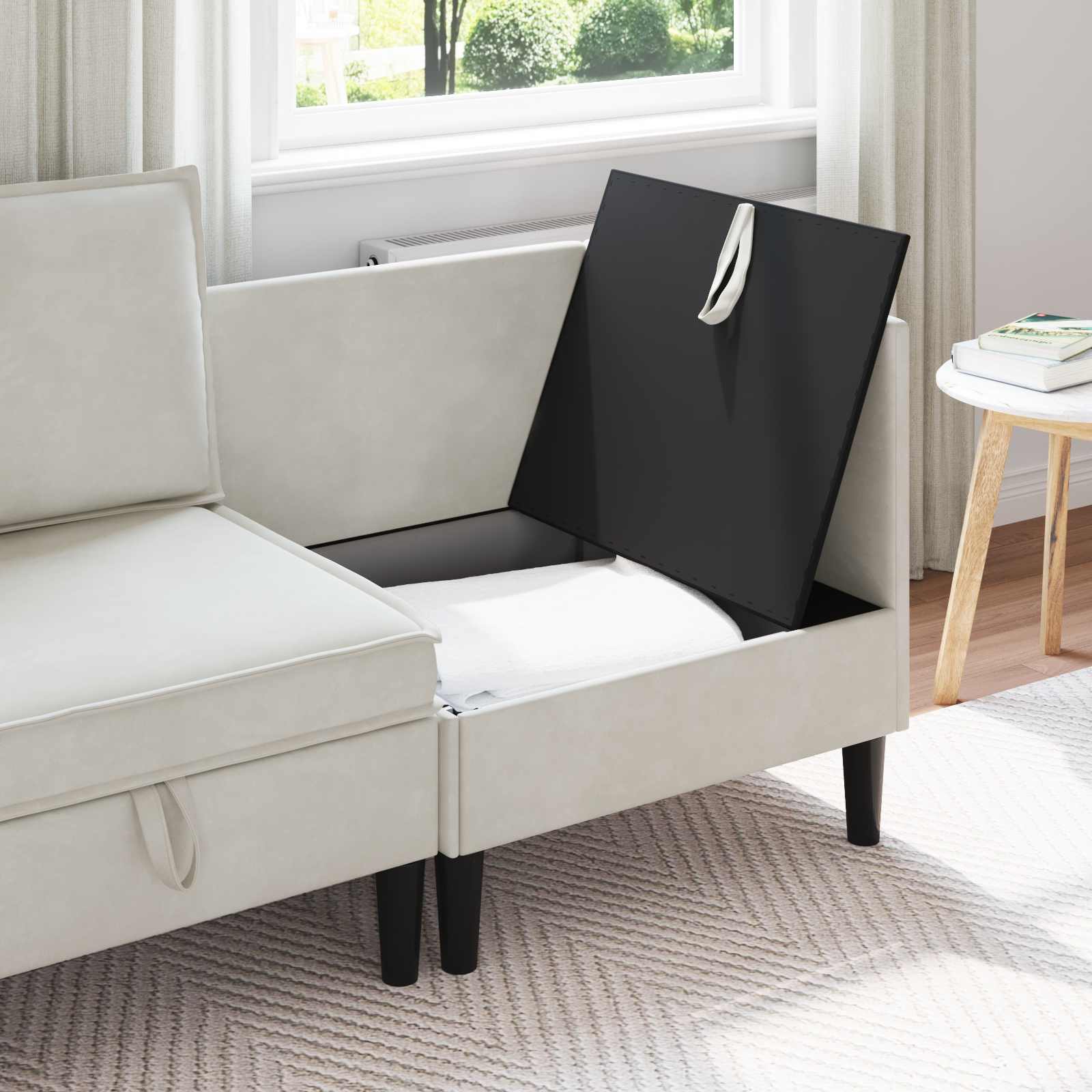 Sofa s pohranom Krem Baršun