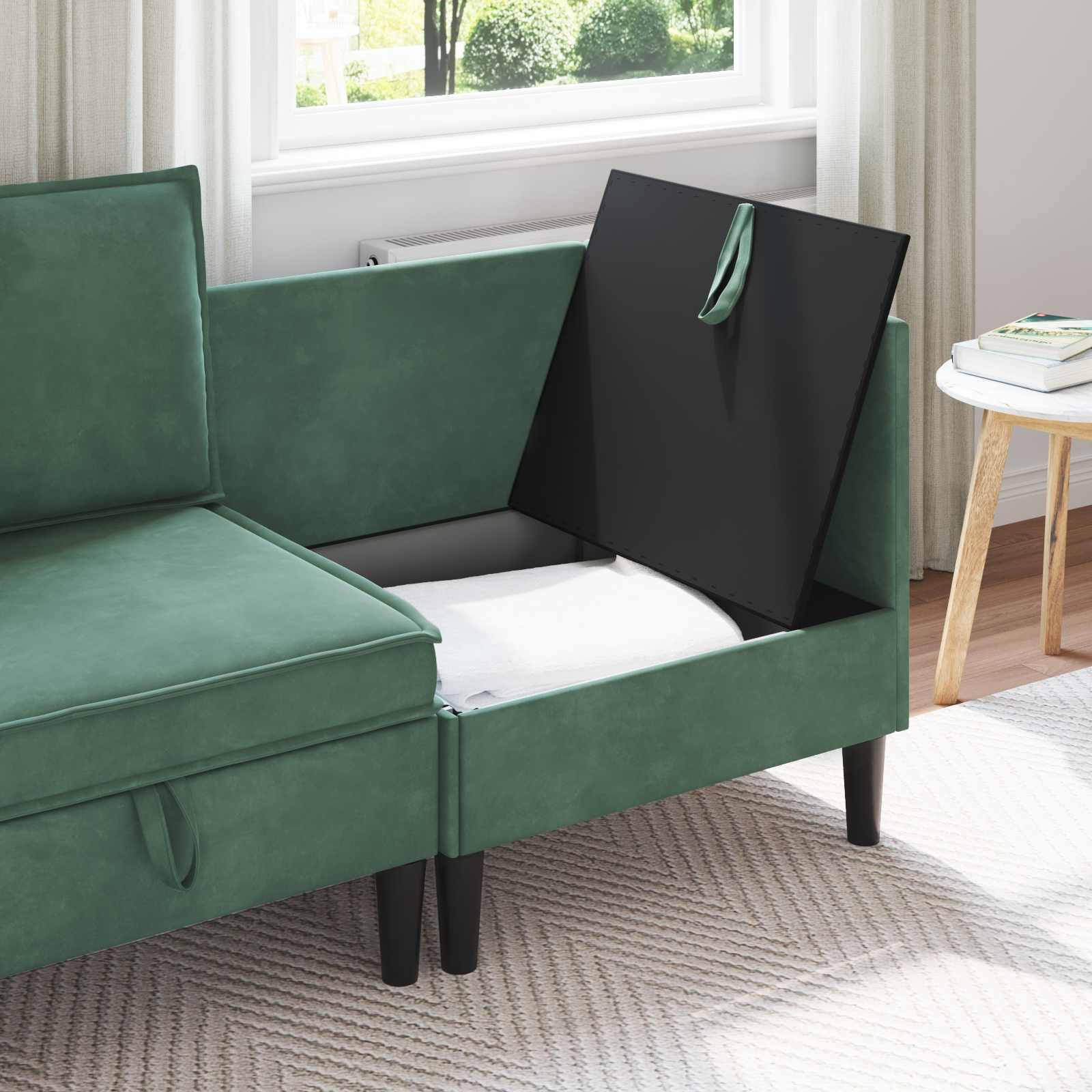 Sofa s pohranom Morska zelena Baršun