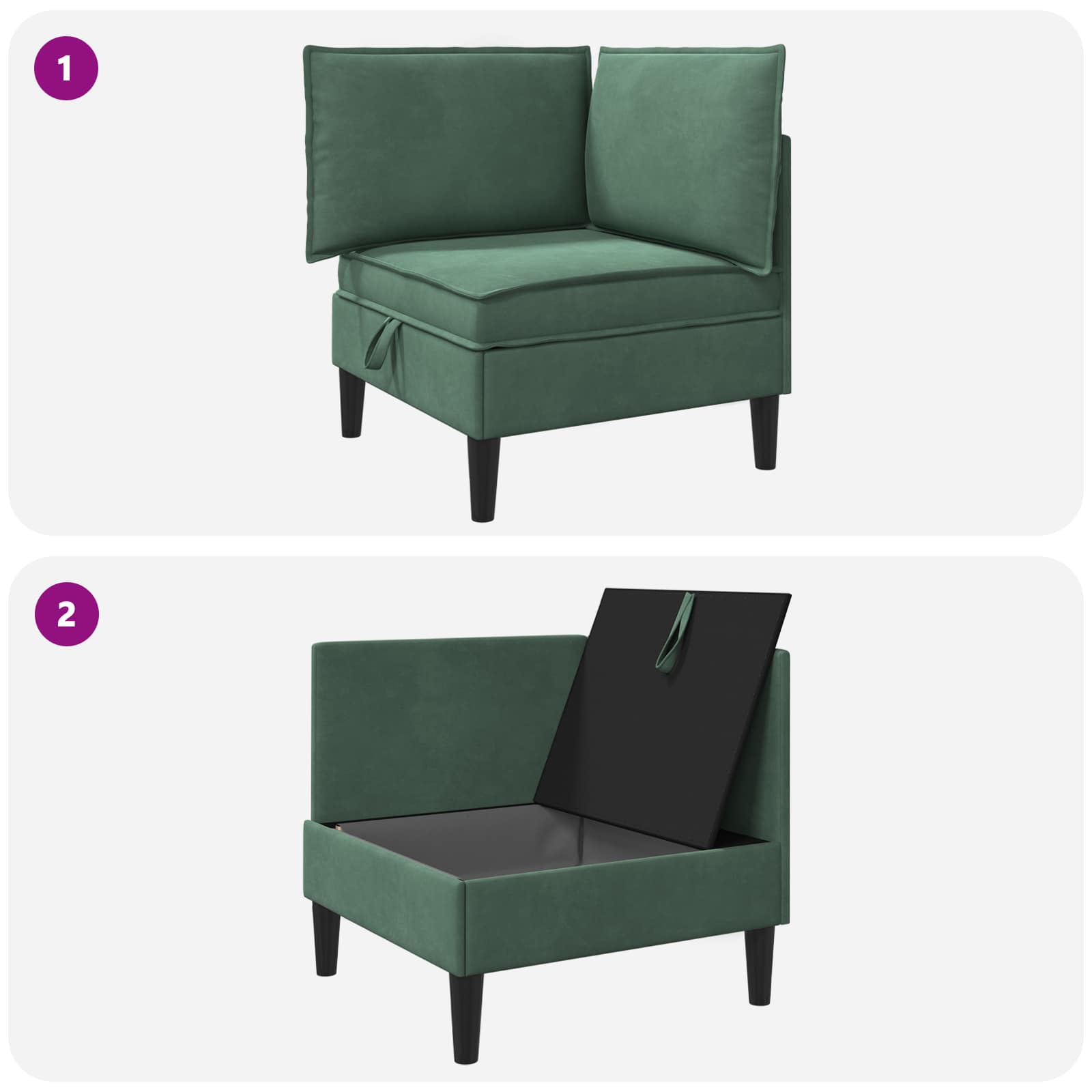 Sofa s pohranom Morska zelena Baršun