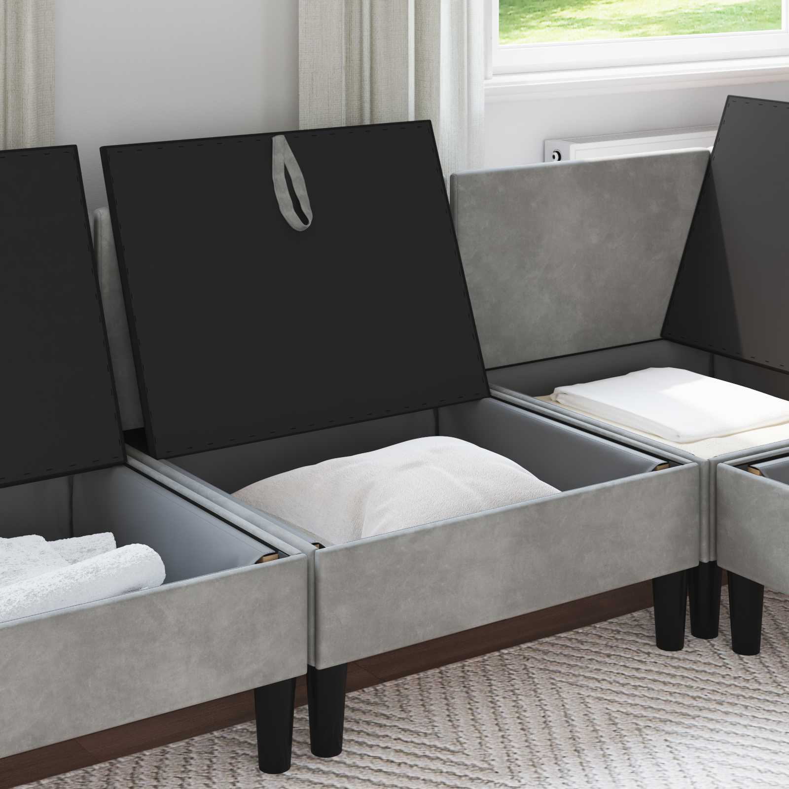 Sofa s pohranom Svjetlosiva Baršun