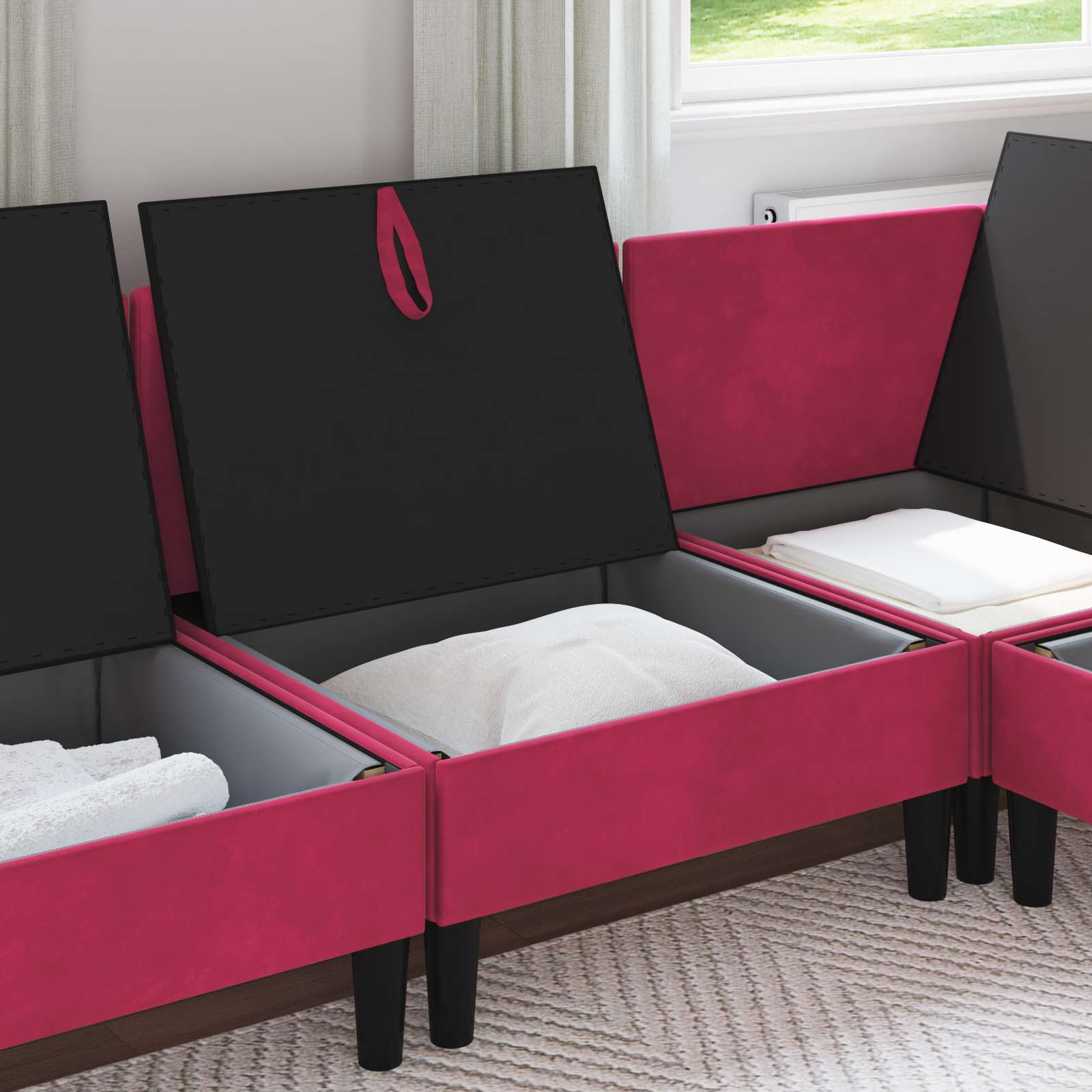 Sofa s pohranom Vinska crvena Baršun