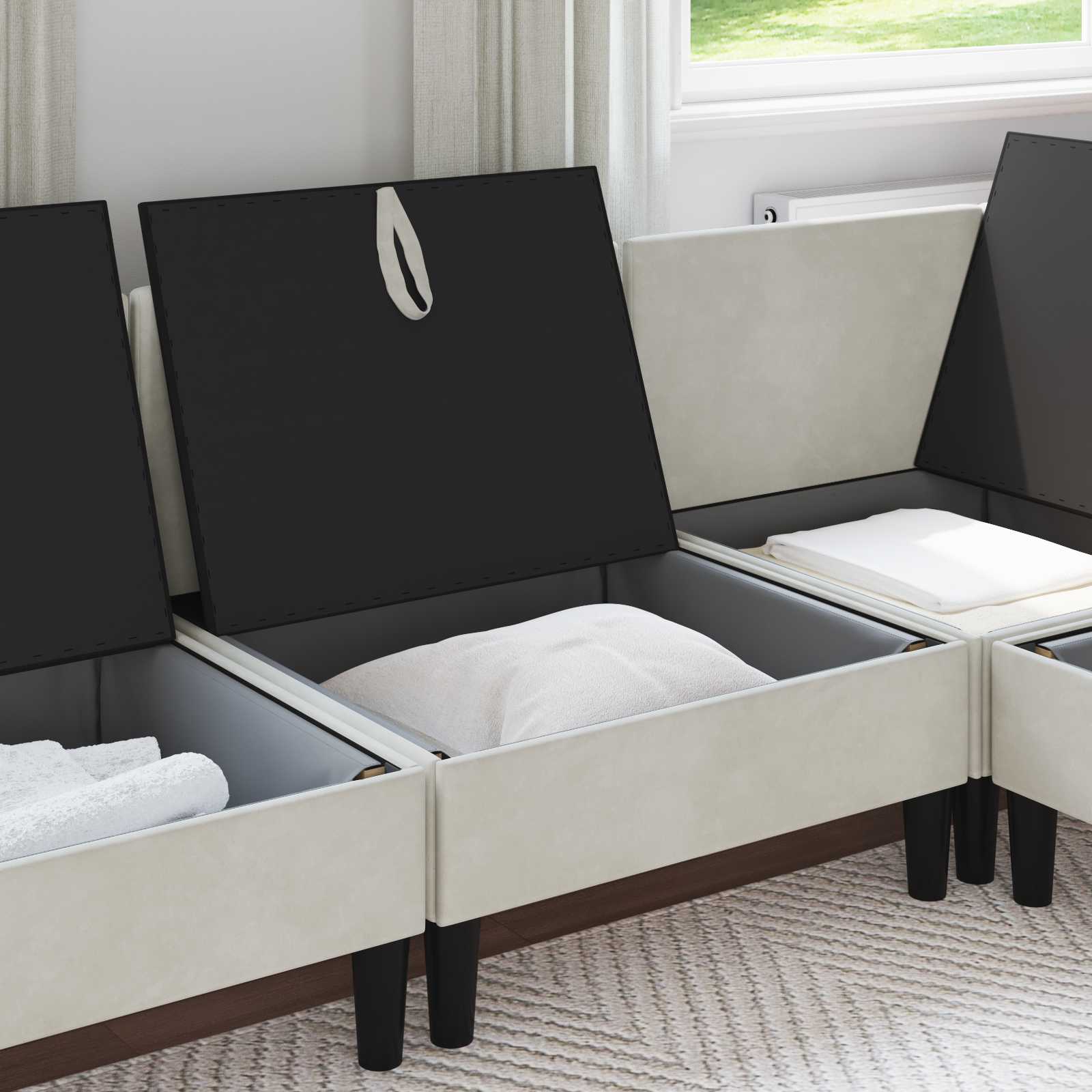 Sofa s pohranom Krem Baršun