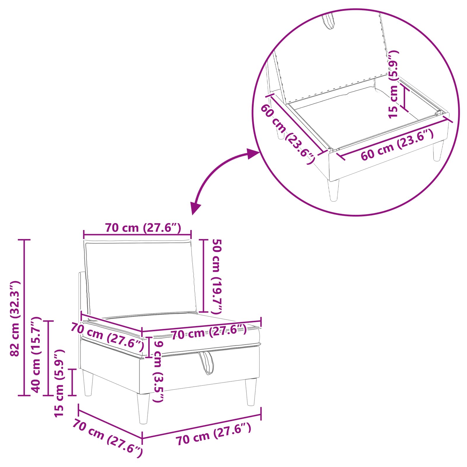 Sofa s pohranom Krem Baršun