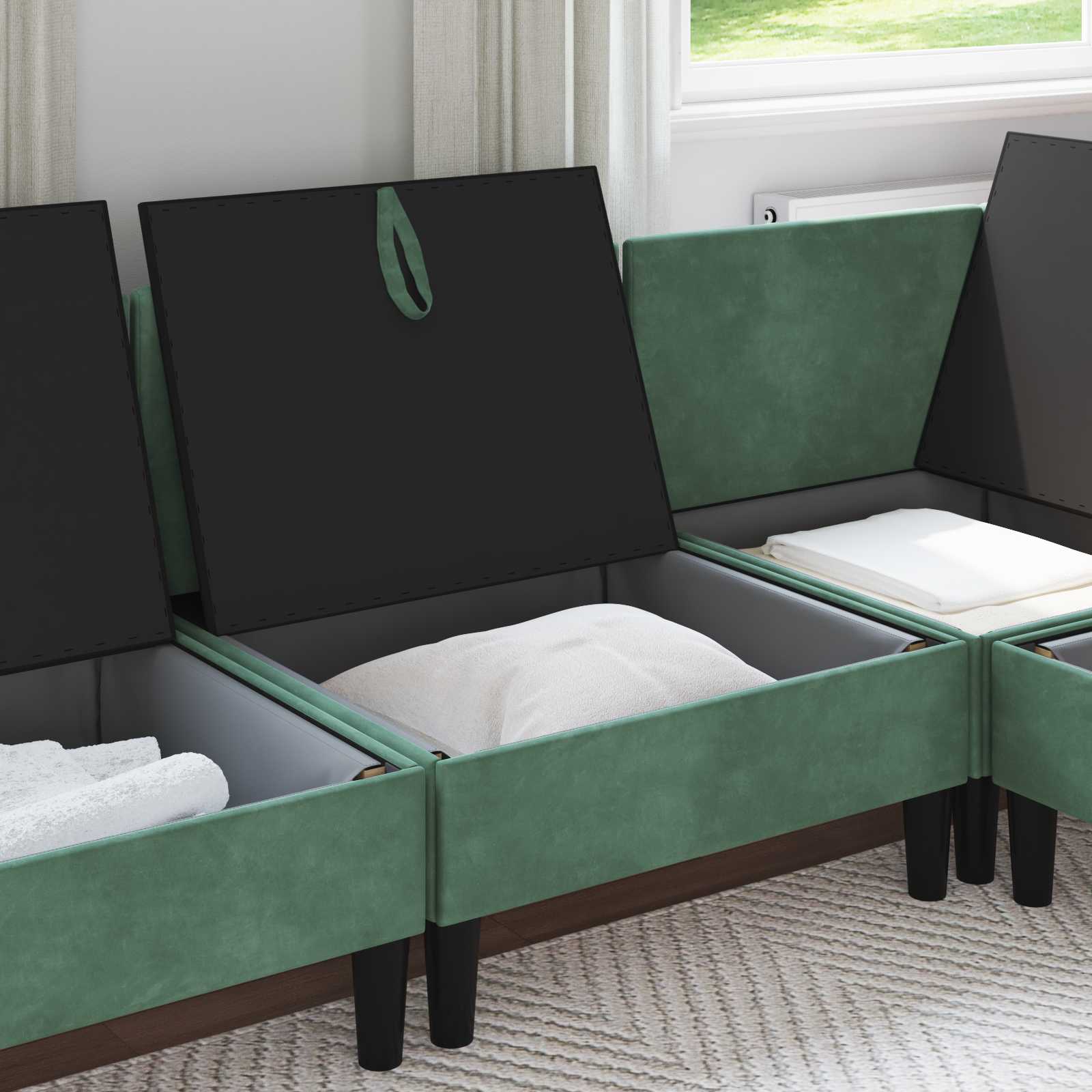 Sofa s pohranom Morska zelena Baršun
