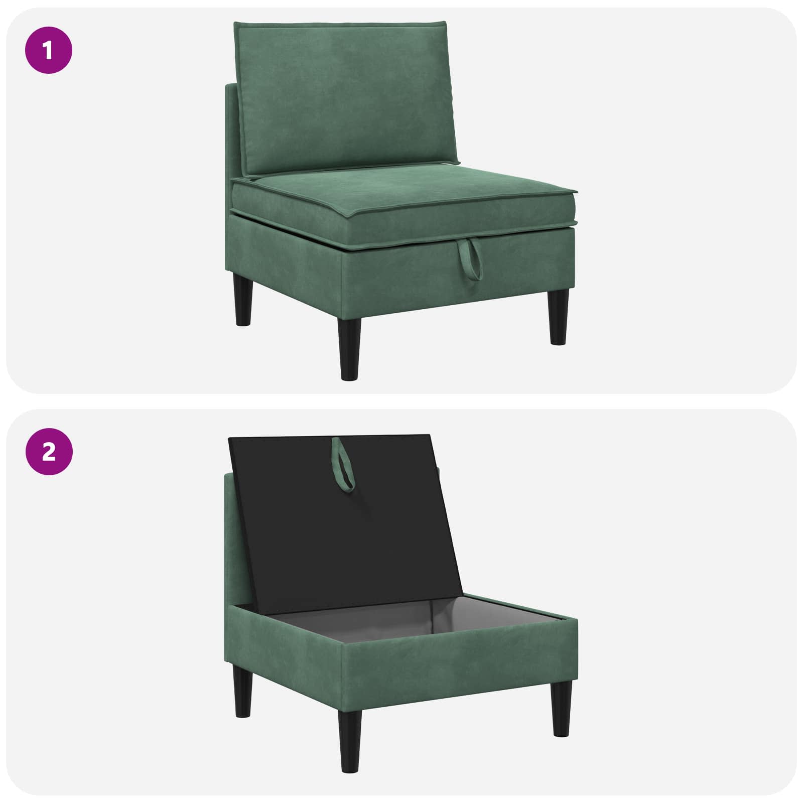 Sofa s pohranom Morska zelena Baršun