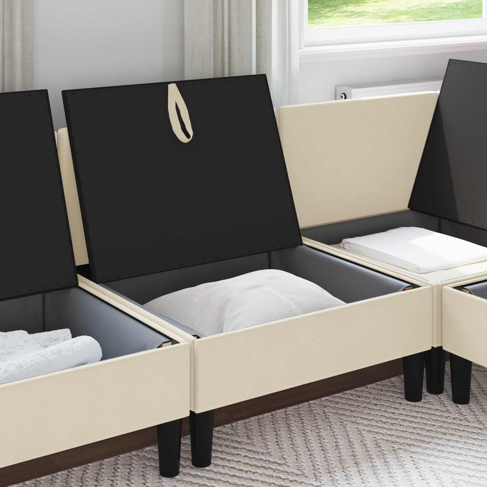 Srednji sofa s ladicom Krem Baršun