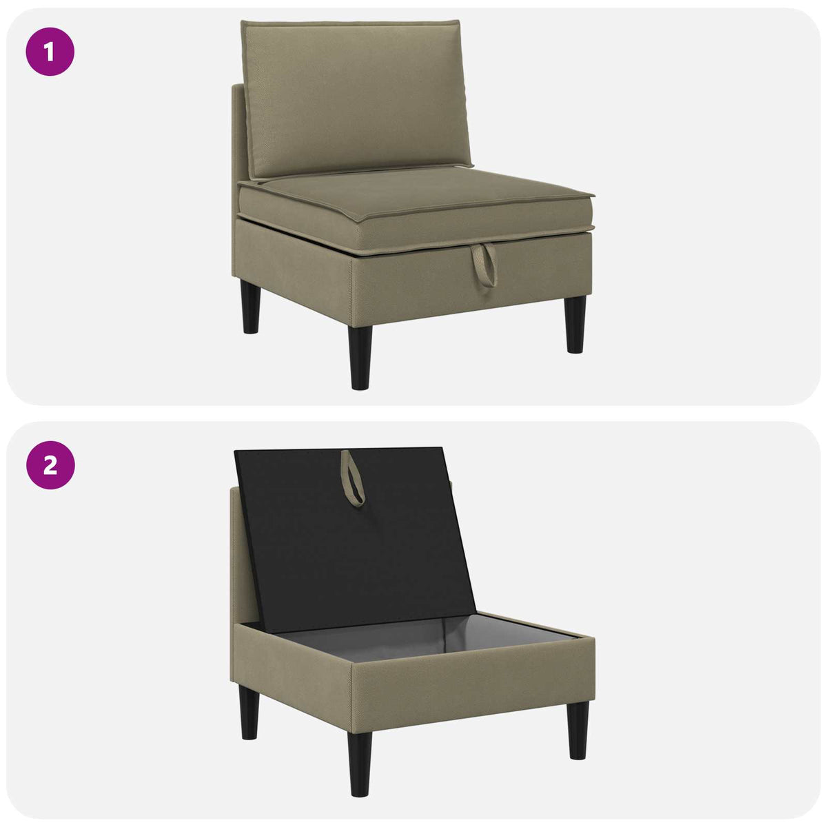 Srednji sofa s ladicom Kaki Baršun