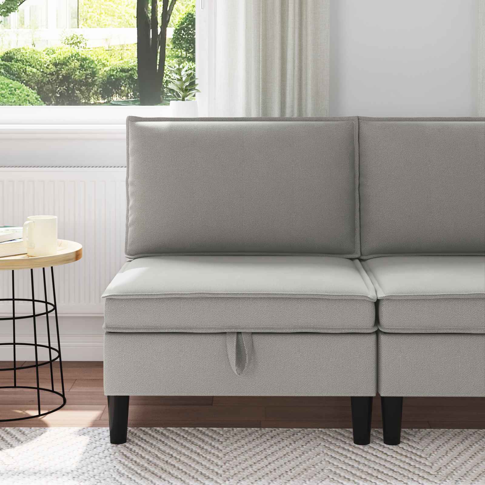 Srednji sofa s ladicom Svjetlosiva Baršun
