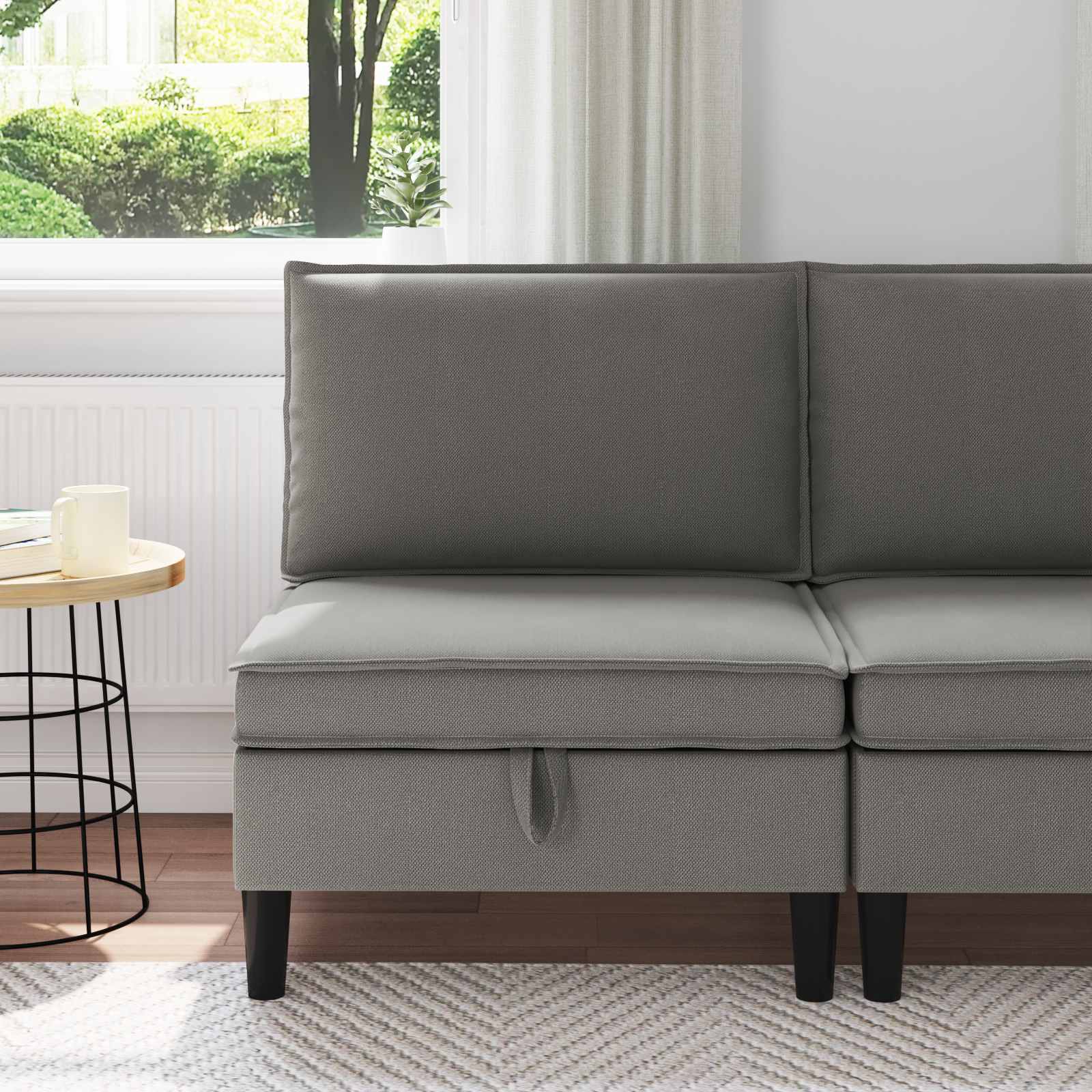 Srednji sofa s ladicom Tamnosiva Baršun