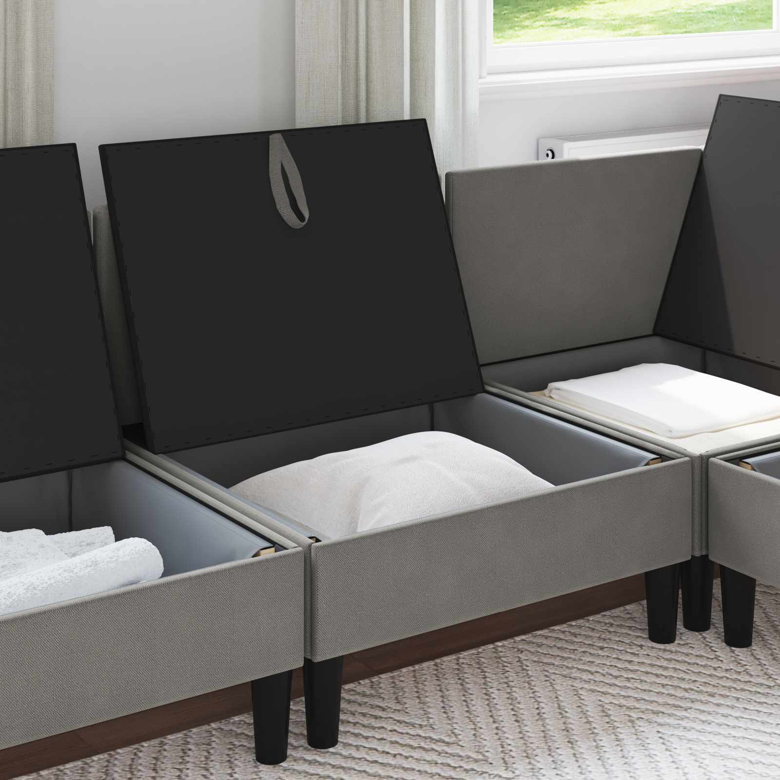Srednji sofa s ladicom Tamnosiva Baršun