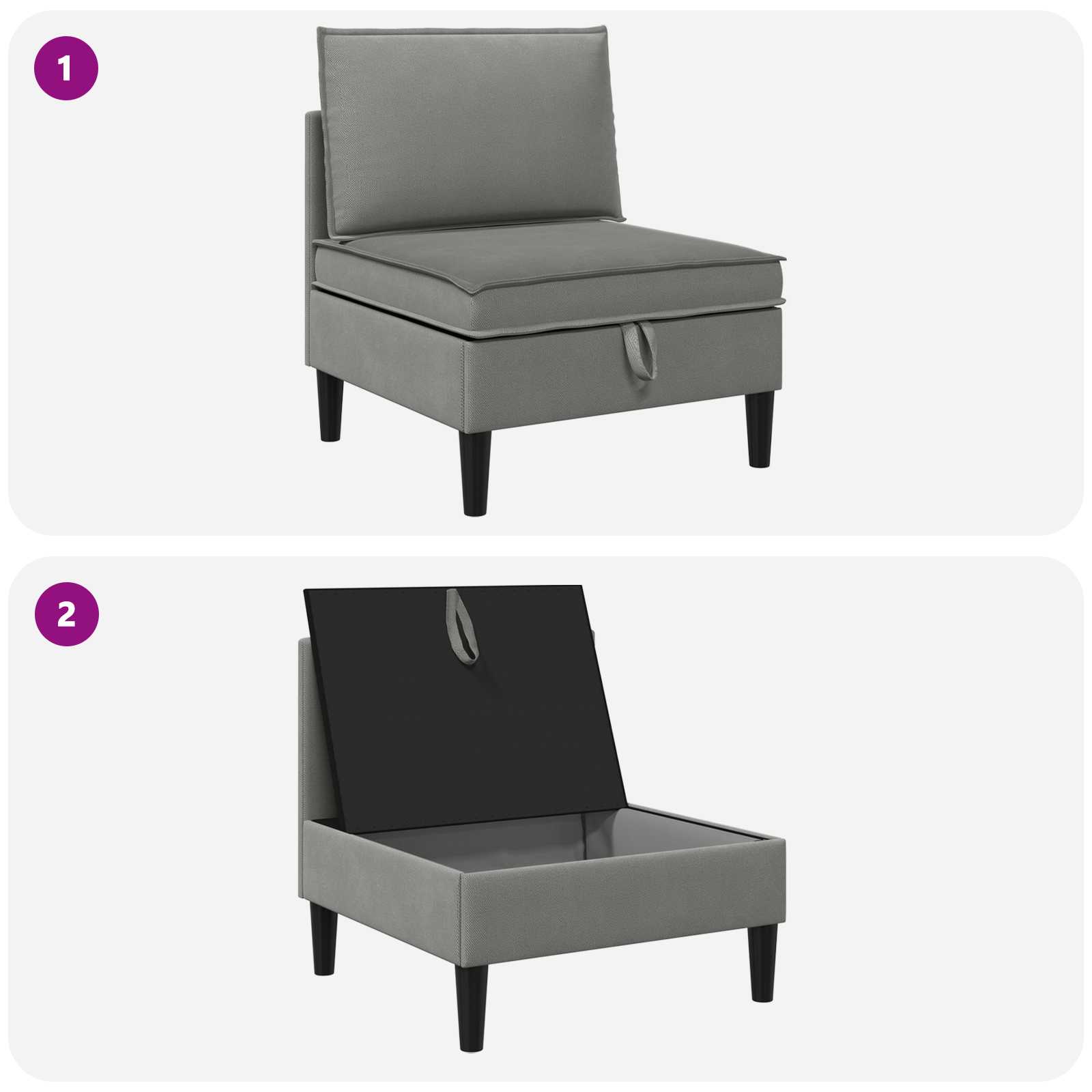 Srednji sofa s ladicom Tamnosiva Baršun