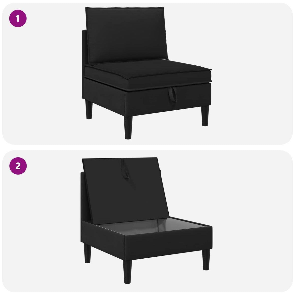Srednji sofa s ladicom Crna Baršun