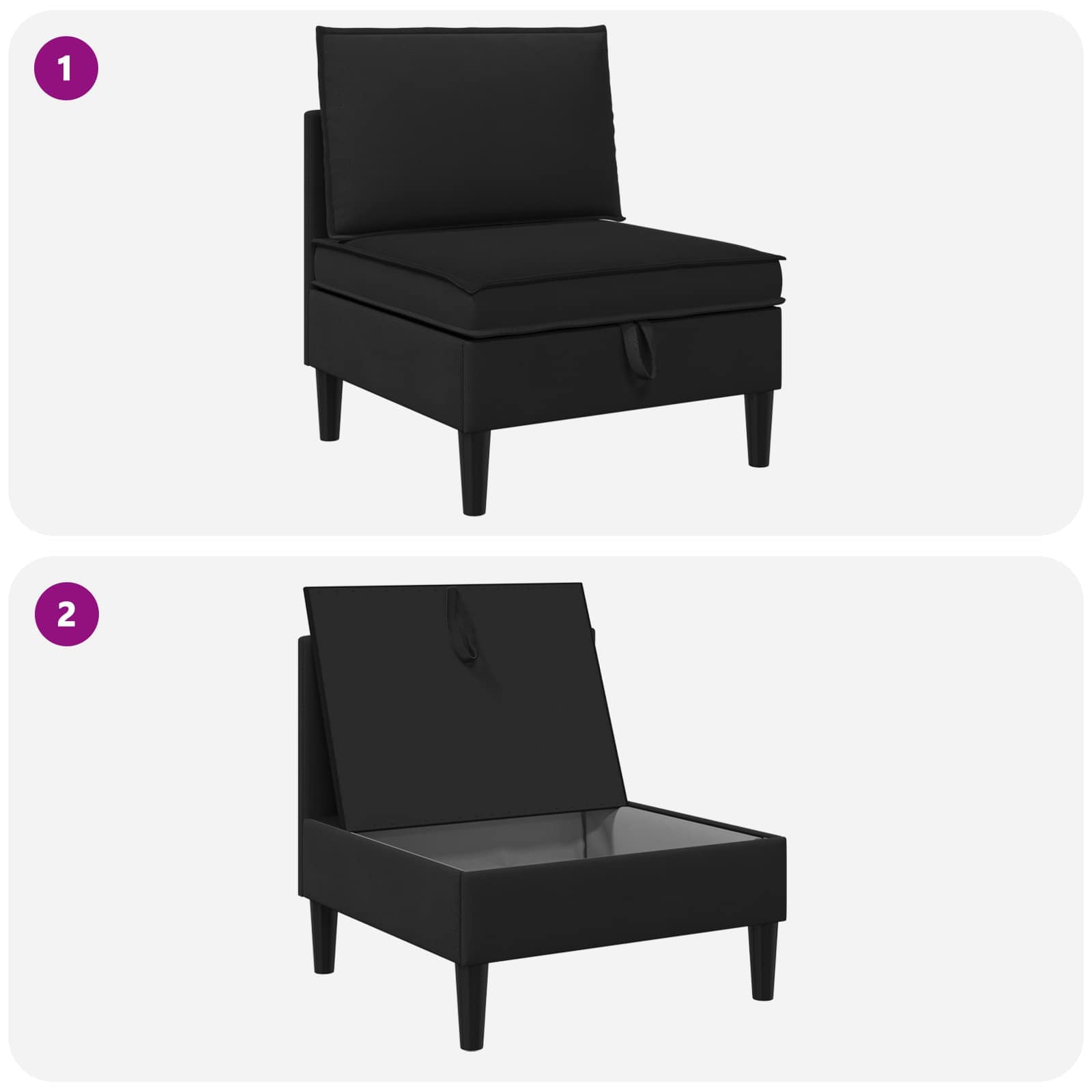 Srednji sofa s ladicom Crna Baršun