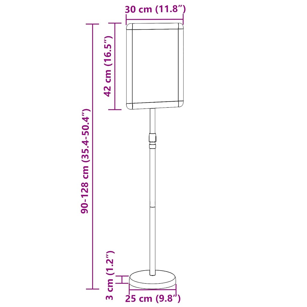 Stalci za sajmove Srebrno 30 x 25 x 128 cm Aluminij