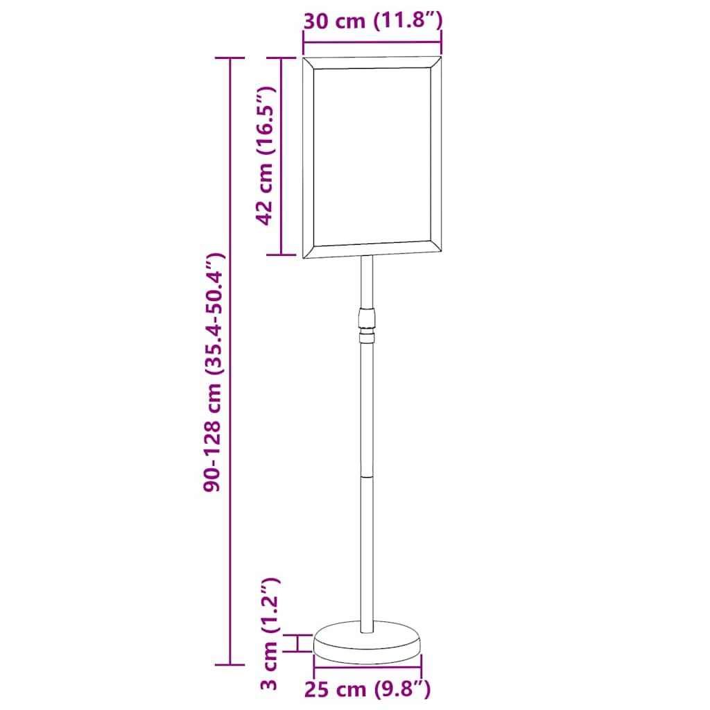 Stalci za sajmove Crna 25 x 25 x 125 cm Aluminij