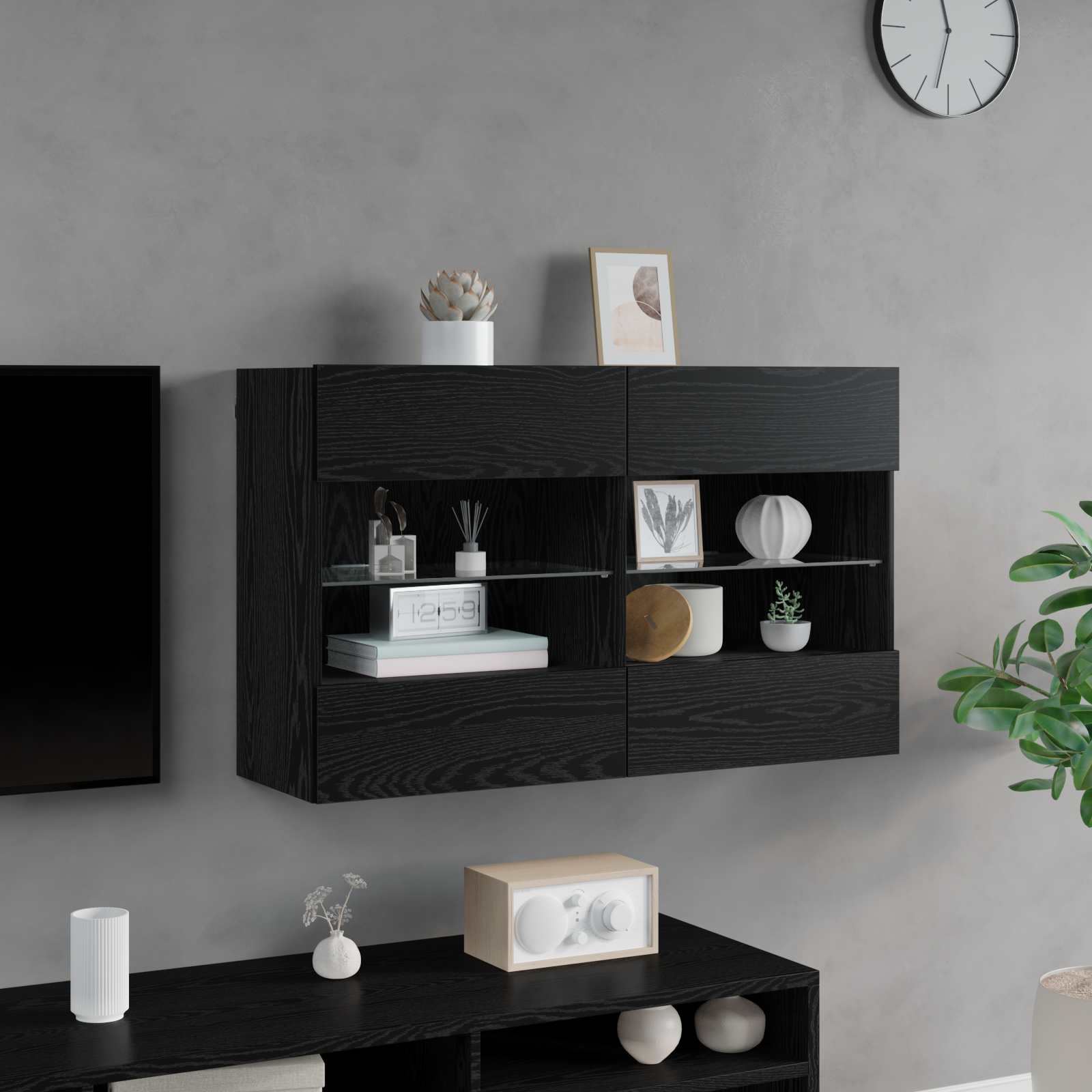 TV zidni ormar Crni hrast 98,5 x 30 x 60,5 cm Konstruirano drvo
