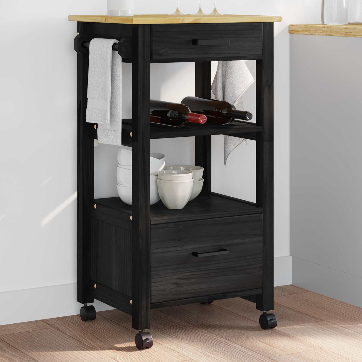 Kuhinjski kolica MONZA Crna 48 x 40 x 88,5 cm