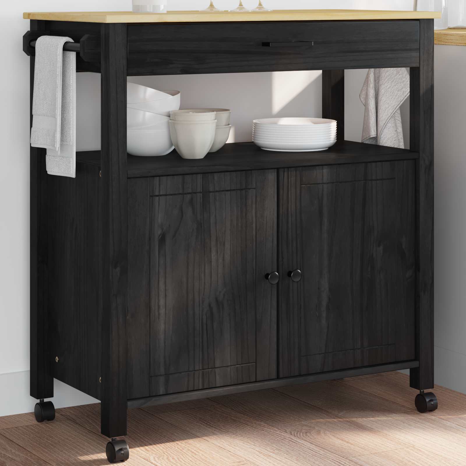 Kuhinjski kolica MONZA Crna 84 x 40 x 88,5 cm