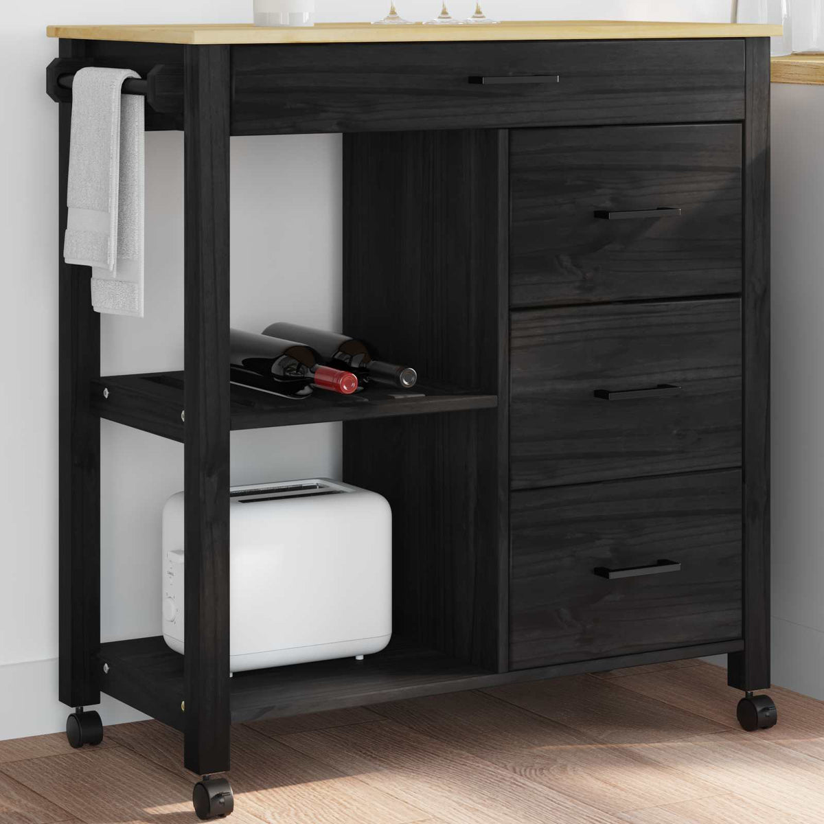 Kuhinjski kolica MONZA Crna 84 x 40 x 88,5 cm