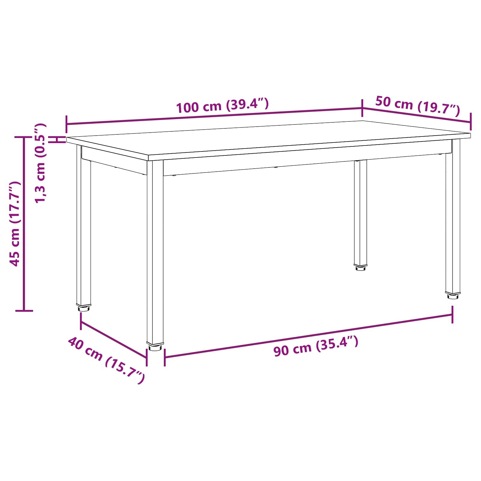 Kava Stol Prirodna 100 x 50 x 45 cm Čvrsto borovo drvo