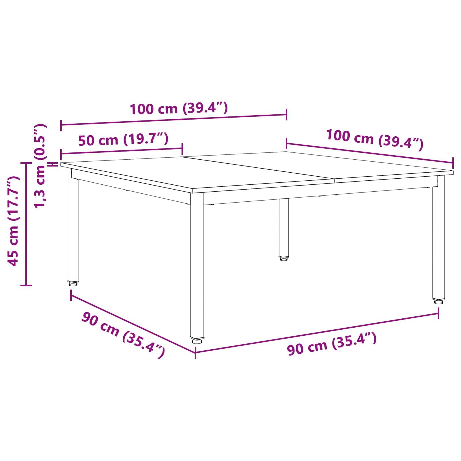 Kava Stol Prirodna 100 x 100 x 45 cm Čvrsto borovo drvo