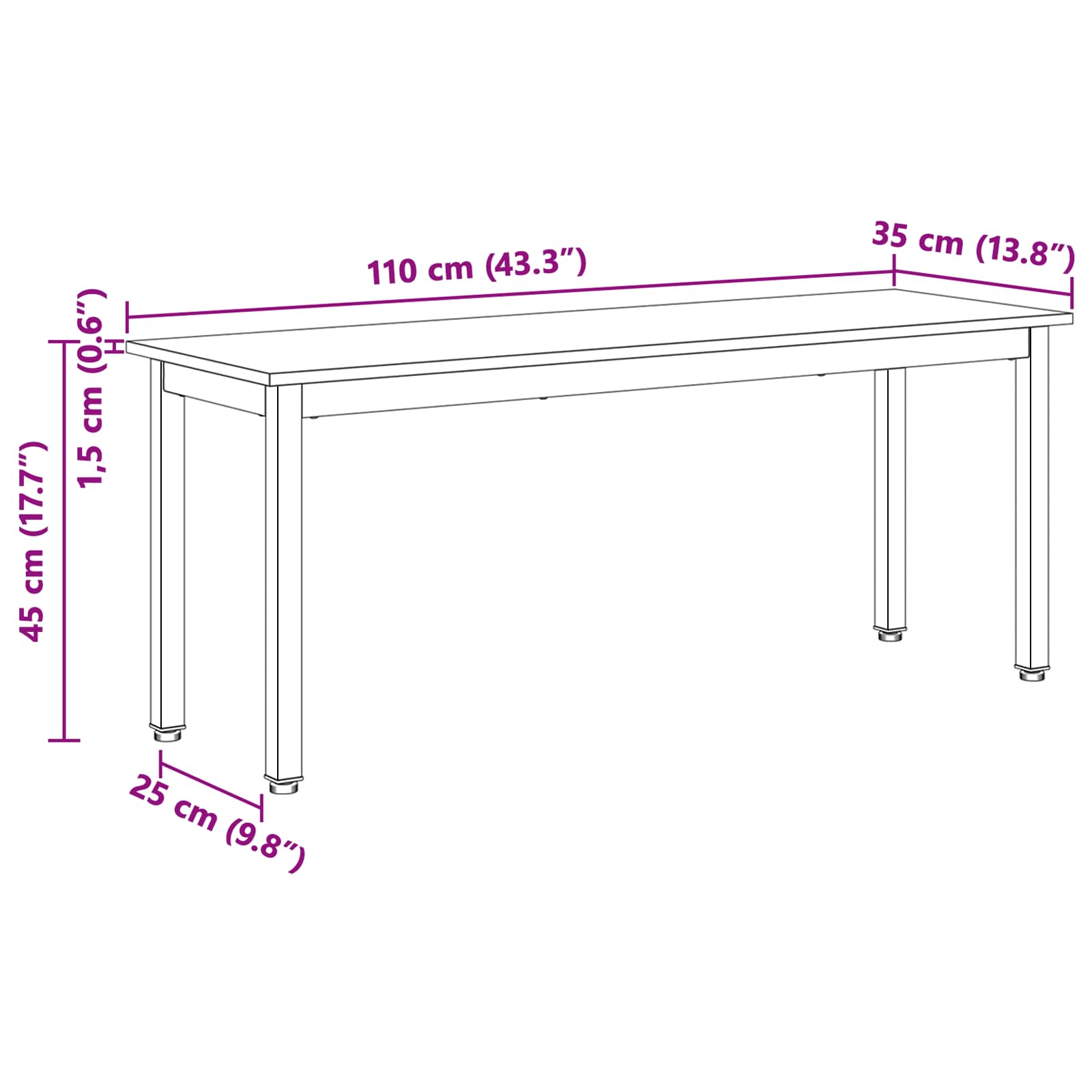 klupa Bijelo 110 x 35 x 45 cm Čvrsto borovo drvo
