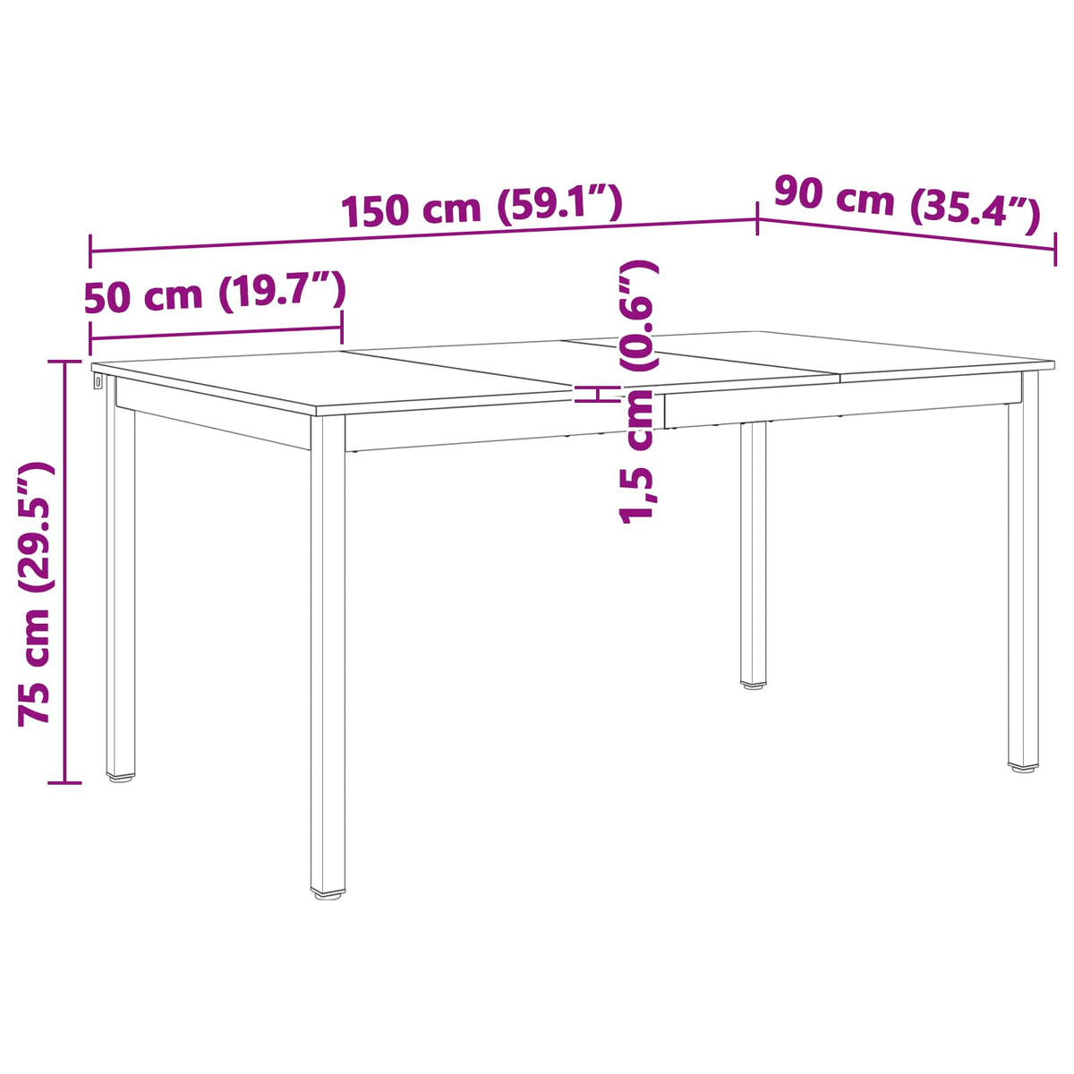 Stol za objedovanje Prirodna 150 x 90 x 75 cm