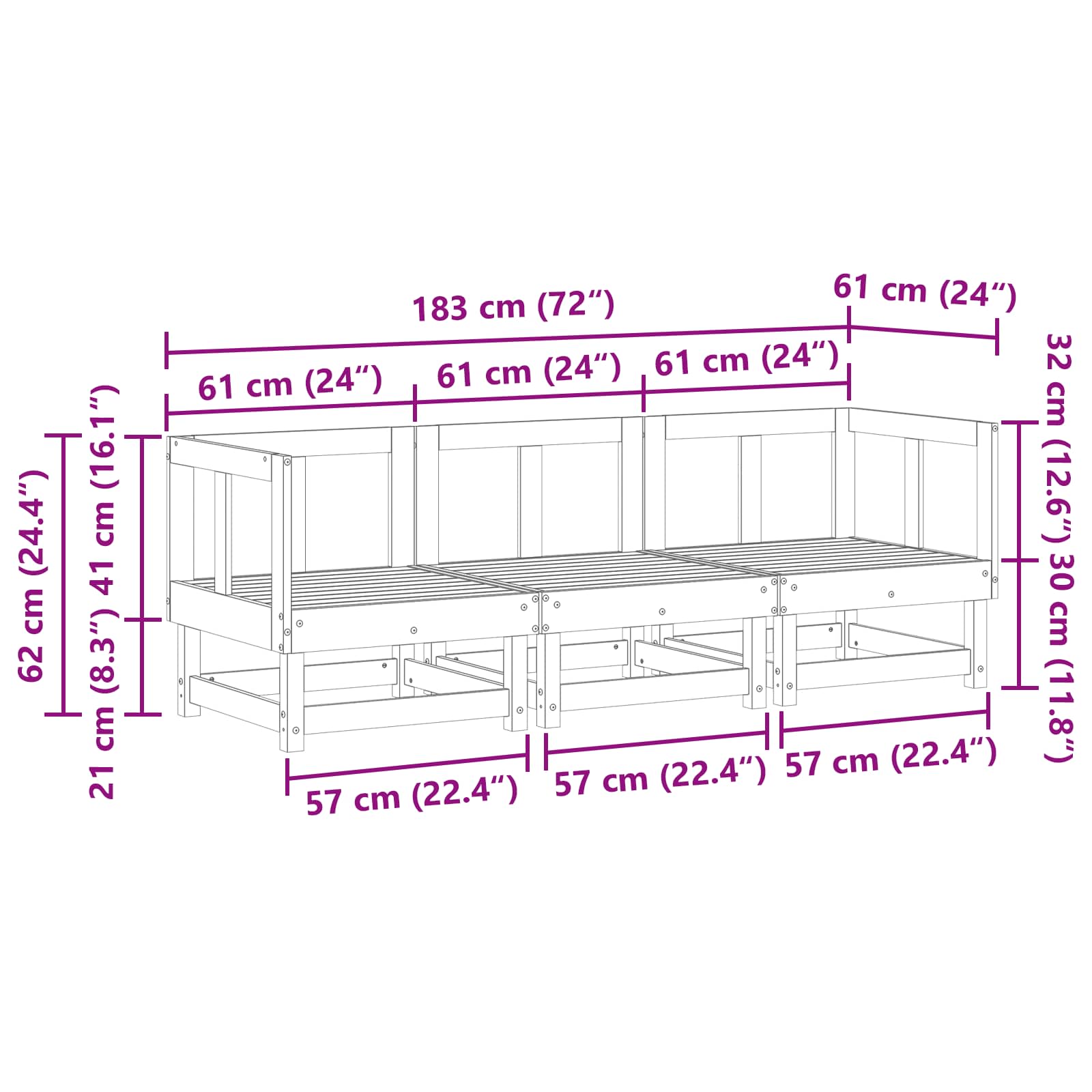 Sekcionalna sofa Vosak Smeđa 183 x 61 x 62 cm Masivna borovina
