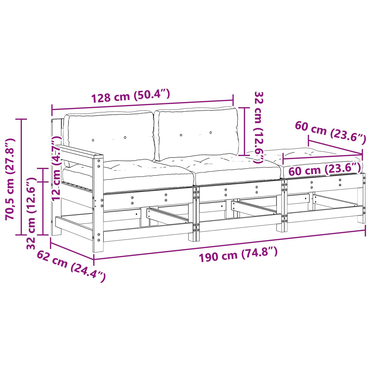 Sekcionalna sofa s jastukom Voštanosmeđa 190 x 62 x 70,5cm