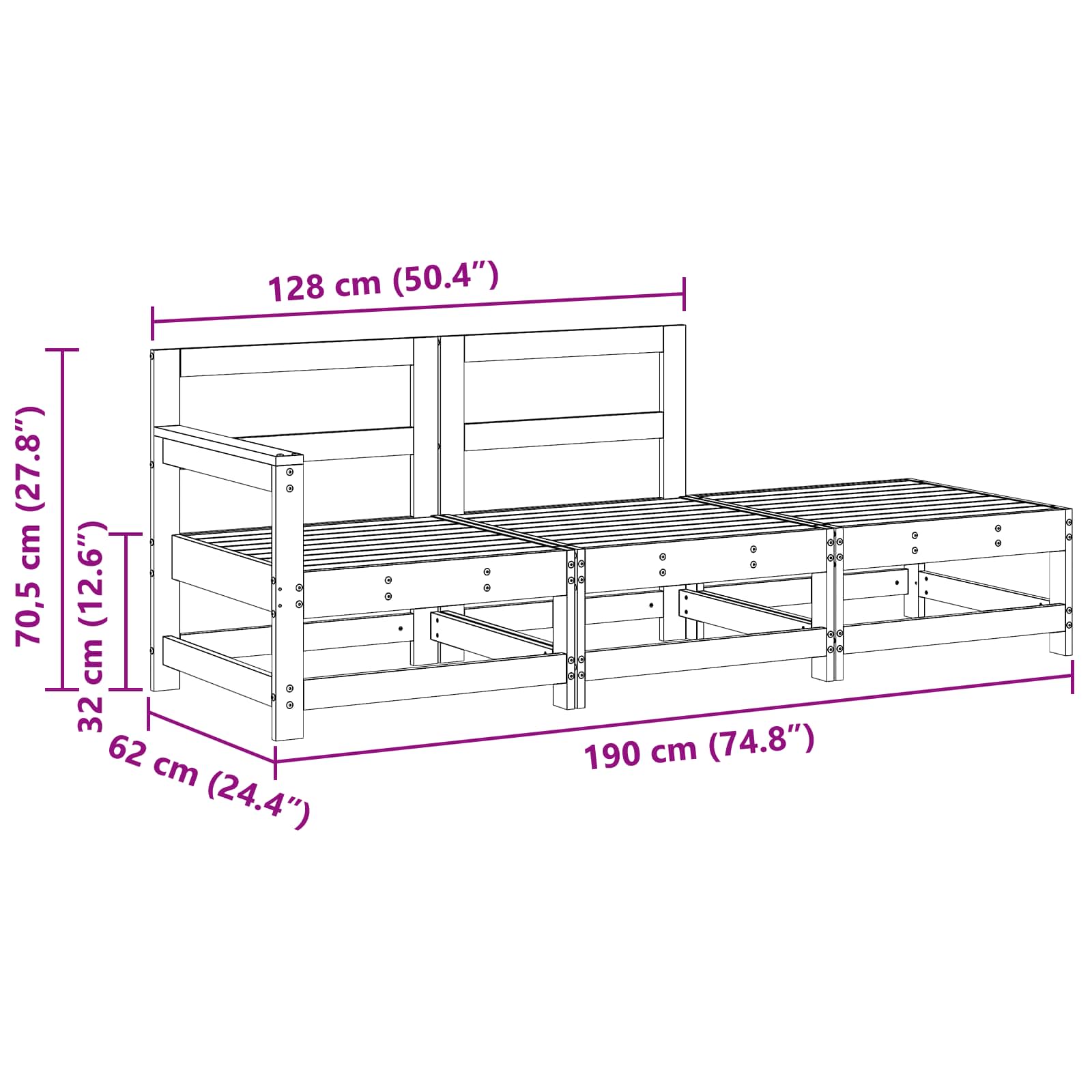 Sekcionalna sofa 3 Komad Vosak Smeđa Masivna borovina