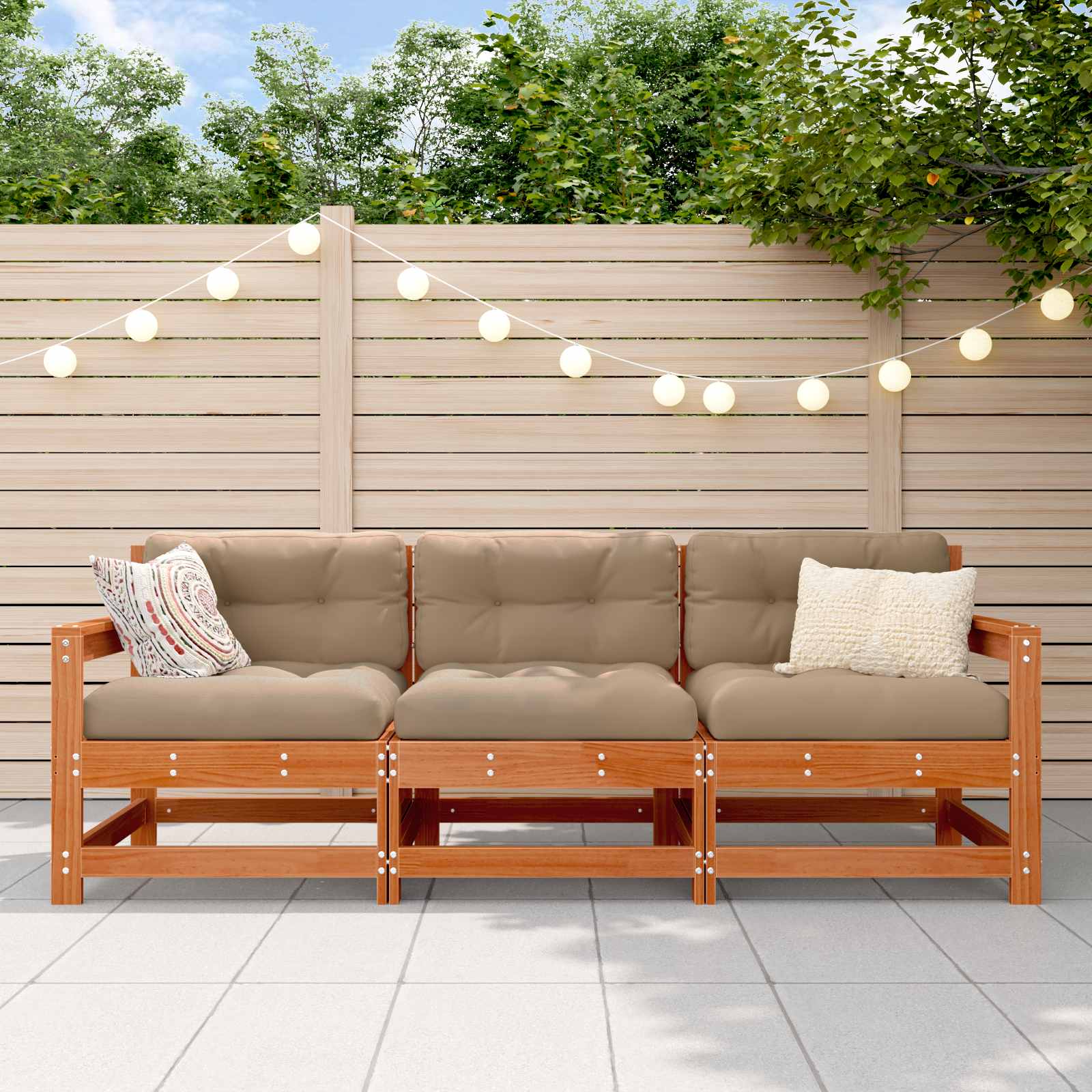 Sekcionalna sofa 3 Komad Vosak Smeđa Masivna borovina