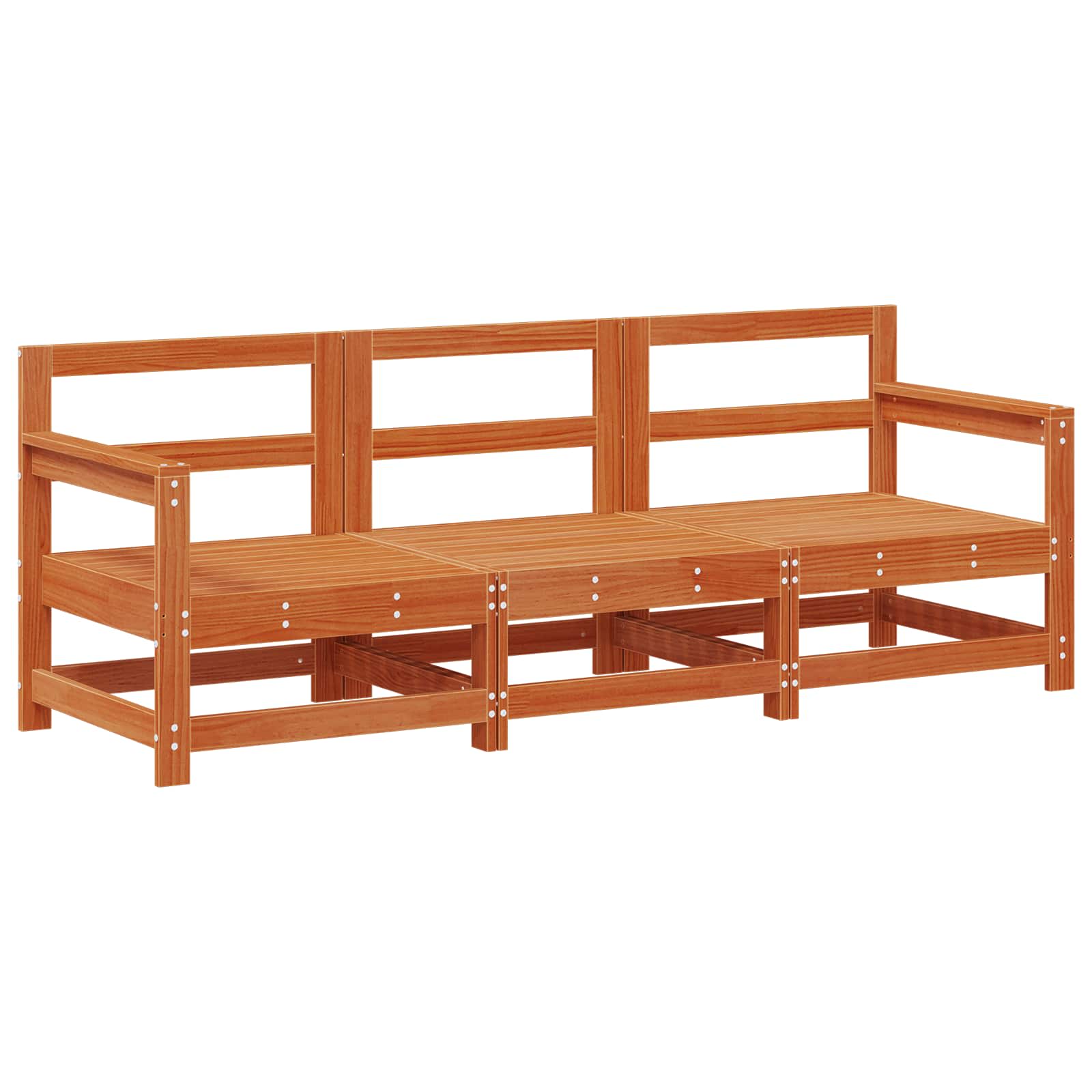Sekcionalna sofa 3 Komad Vosak Smeđa Masivna borovina