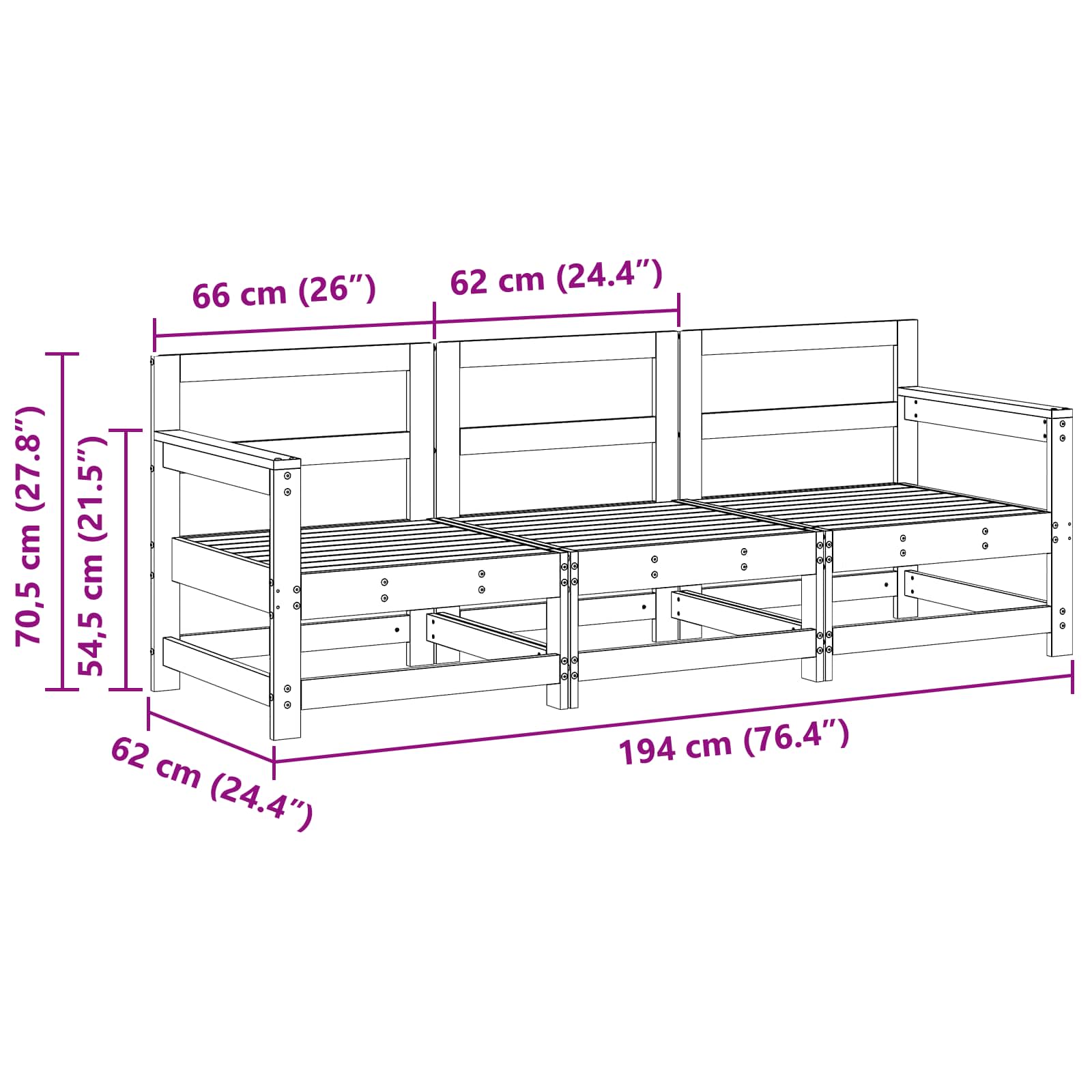 Sekcionalna sofa 3 Komad Vosak Smeđa Masivna borovina