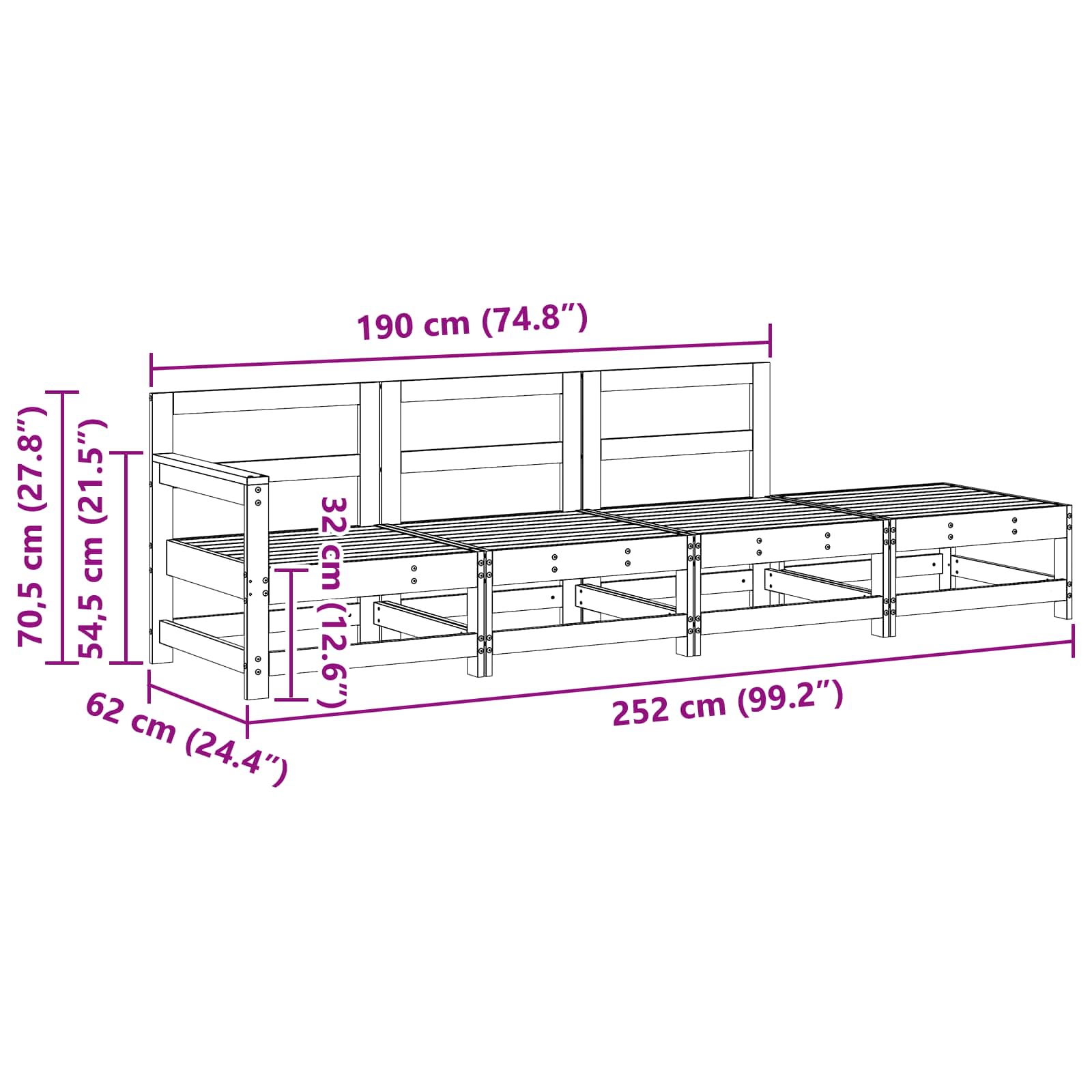 Sekcionalna sofa Vosak Smeđa 252 x 62 x 70,5 cm
