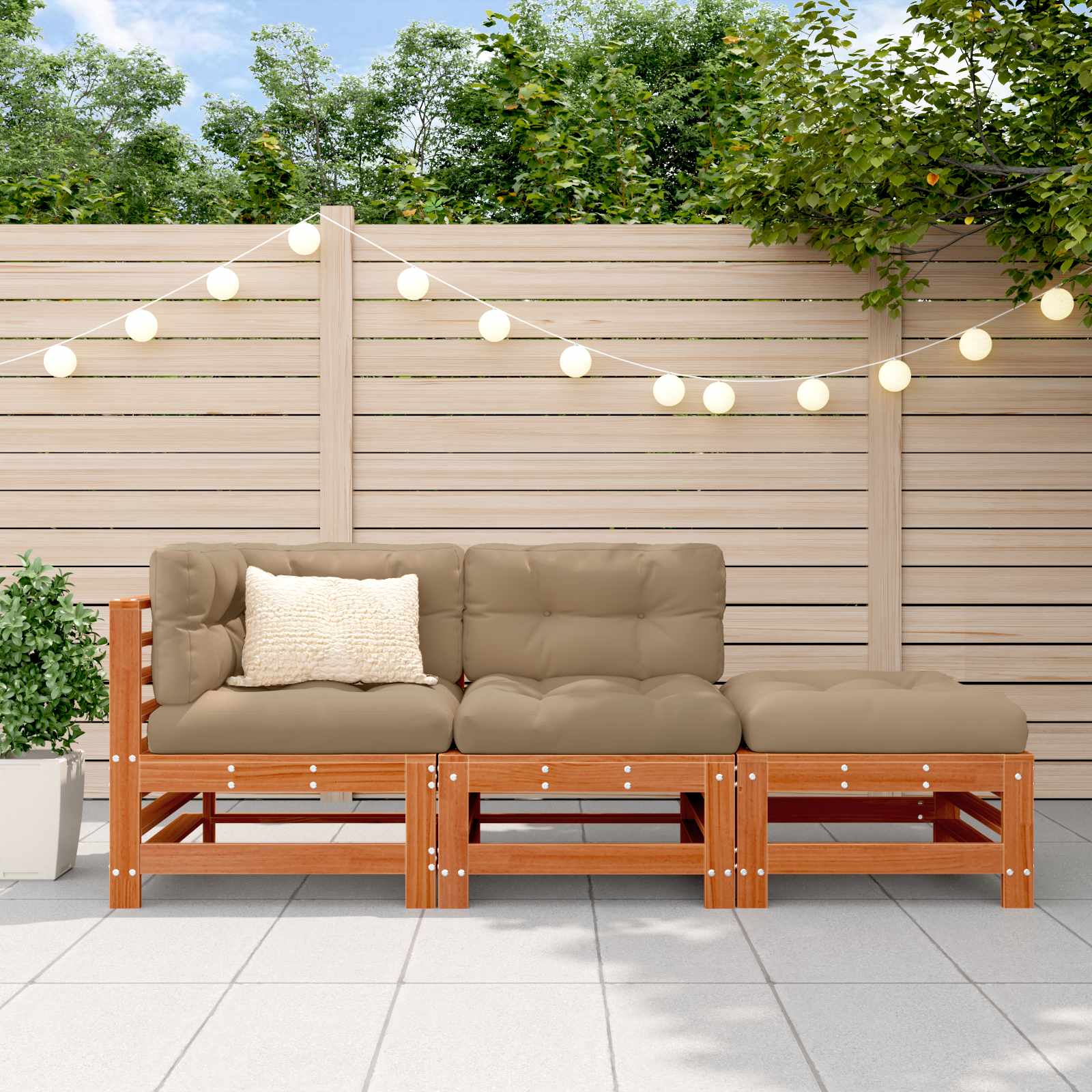 Sekcionalna sofa 3 Komad Vosak Smeđa Masivna borovina