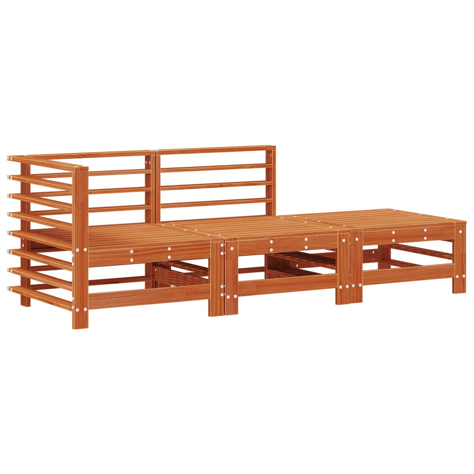 Sekcionalna sofa 3 Komad Vosak Smeđa Masivna borovina
