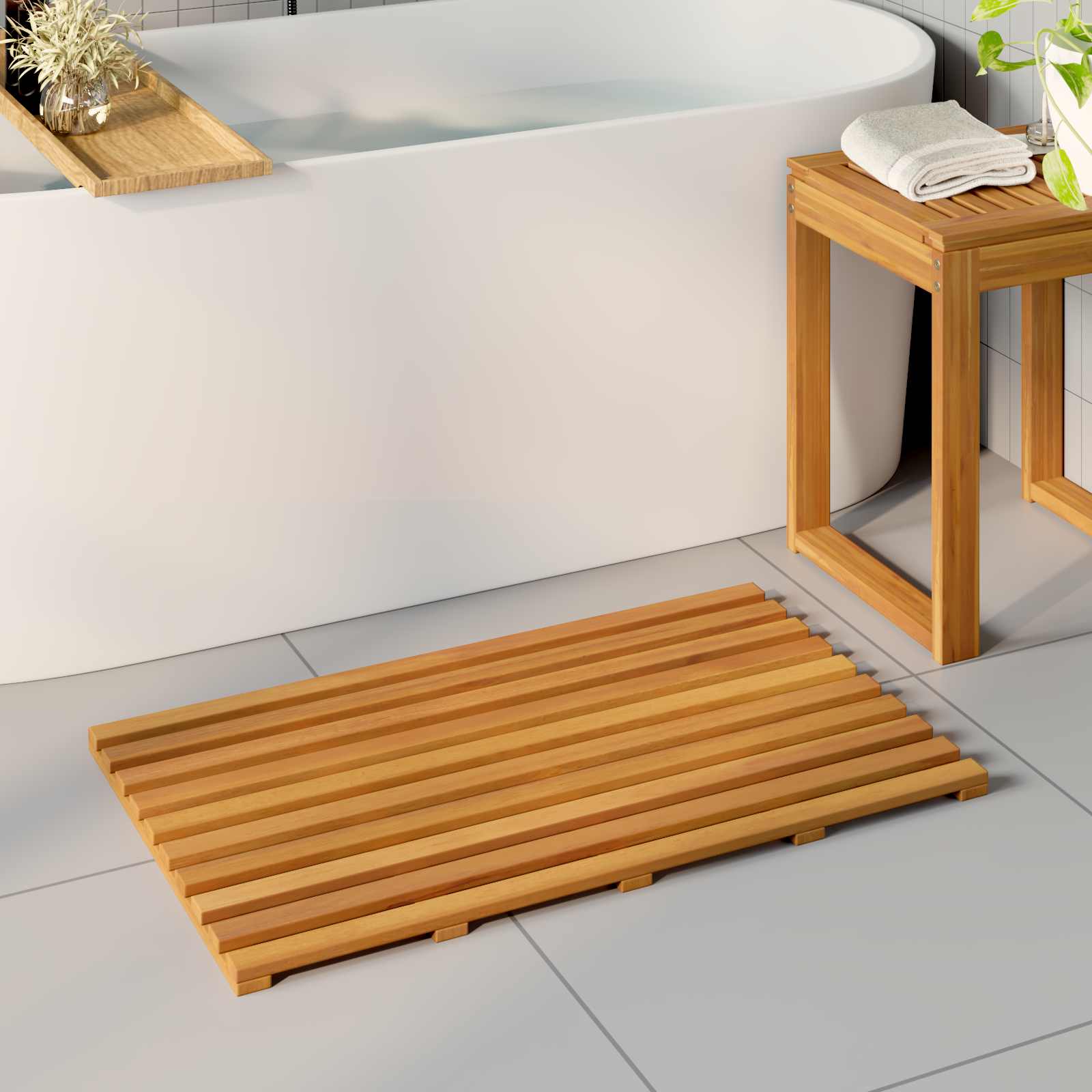Prostirka za kupanje Smeđa 80 x 48 x 2,5 cm boja drva