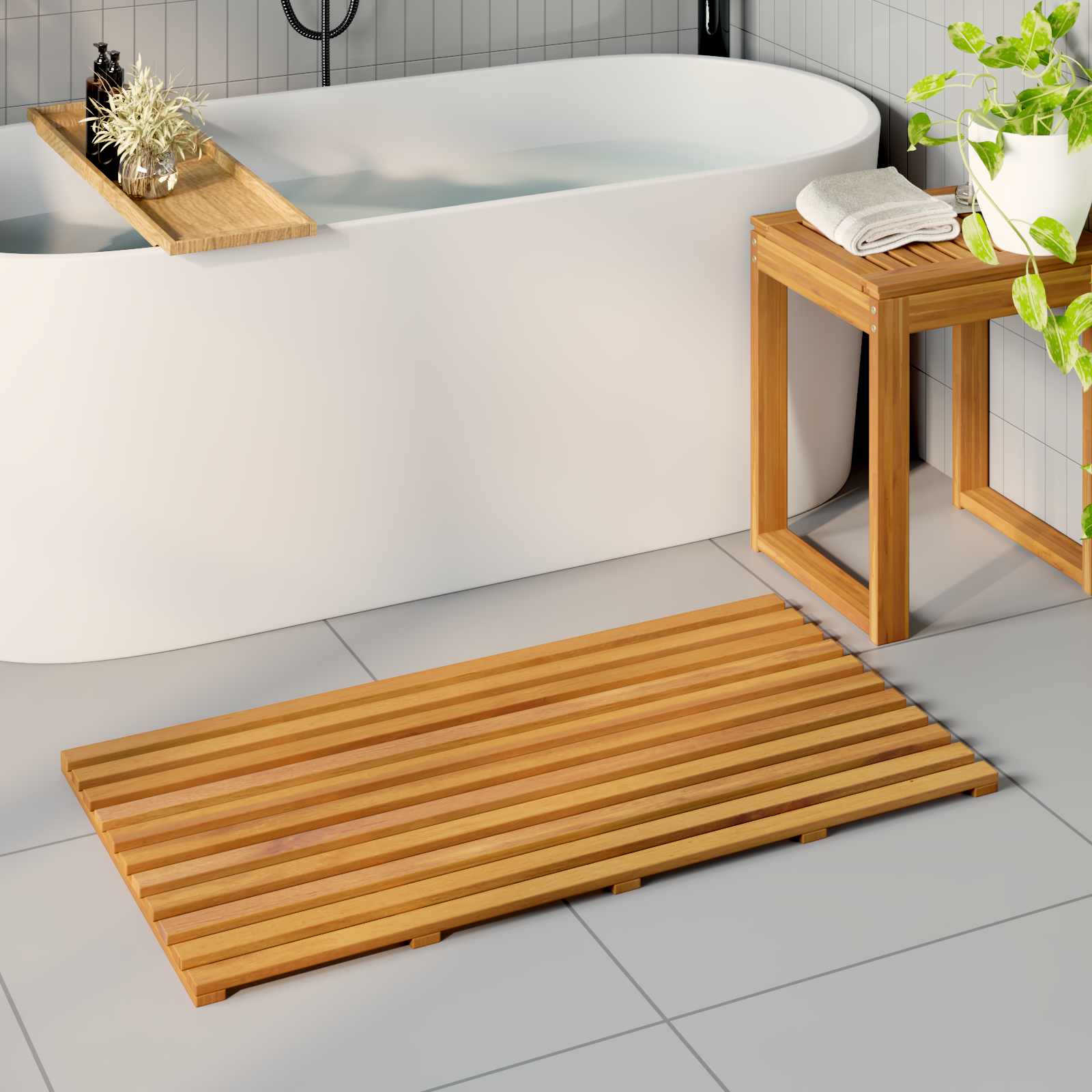 Prostirka za kupanje Smeđa 100 x 53 x 2,5 cm boja drva