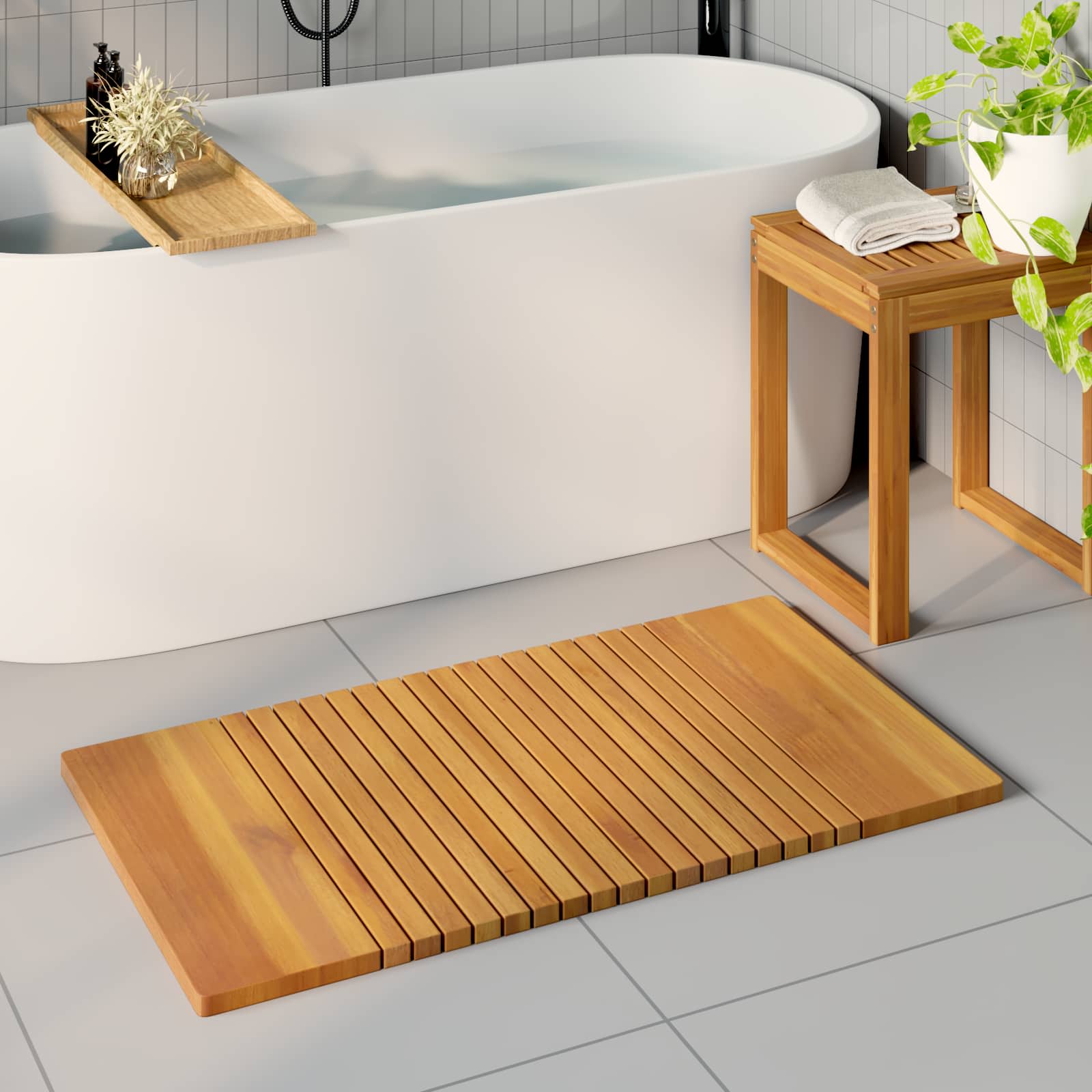 Prostirka za kupanje Jednobojno Smeđa 100 x 55 cm boja drva