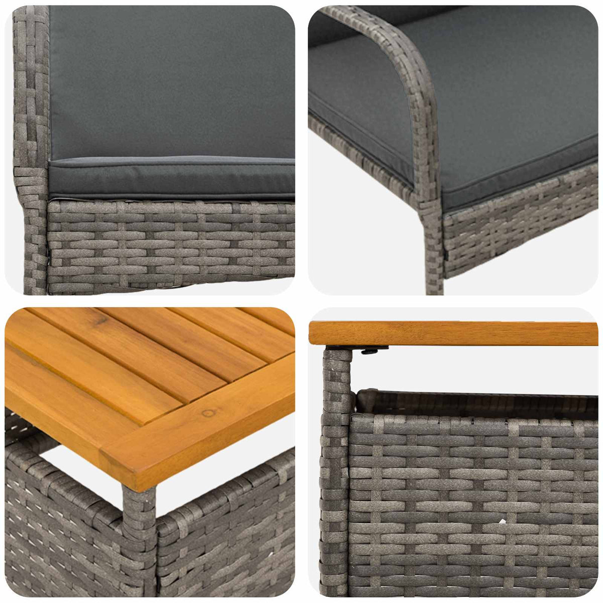 Bistro set za vrt s jastukom 3 pcs Sivi poliratan