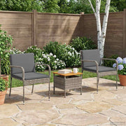 Bistro set za vrt s jastukom 3 pcs Sivi poliratan