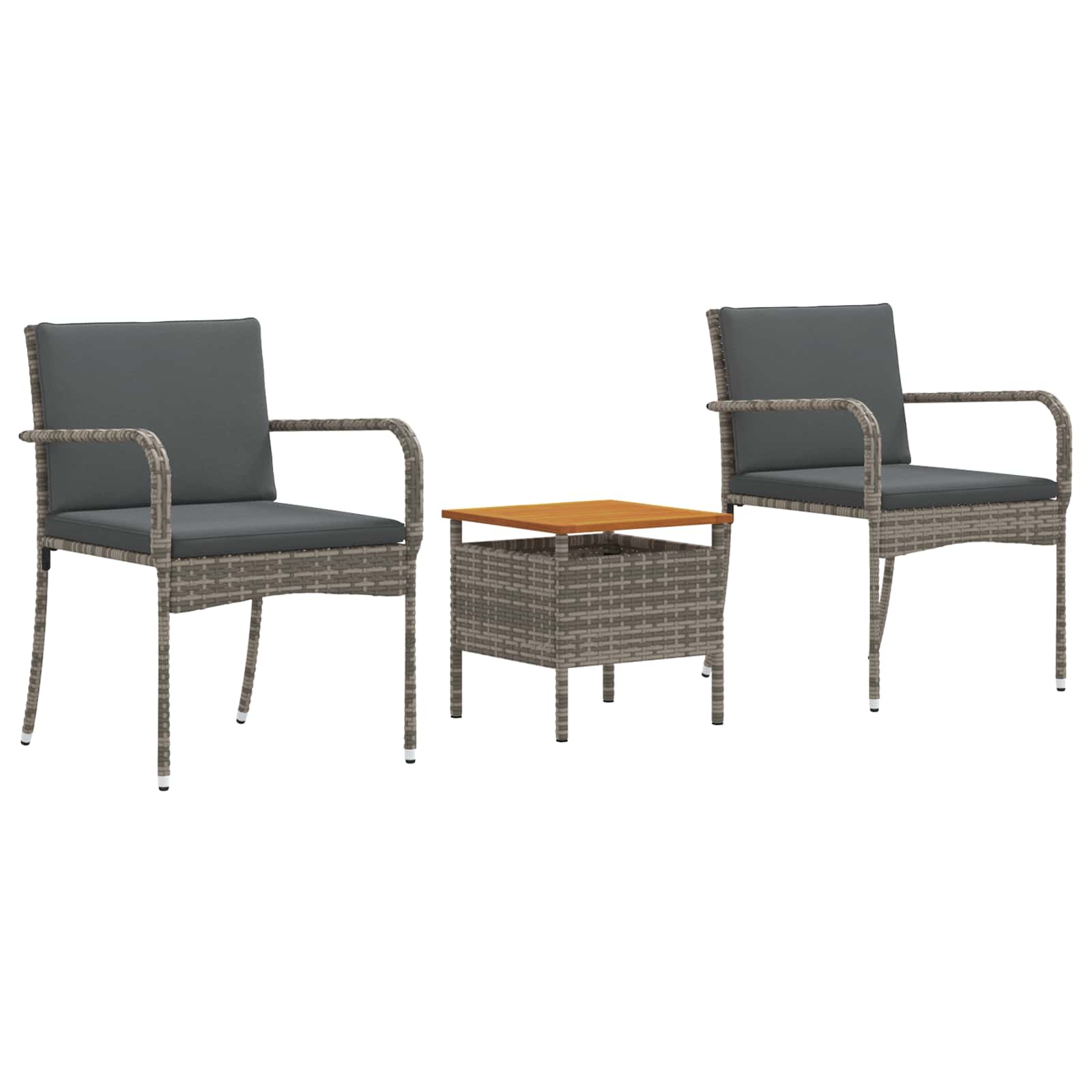 Bistro set za vrt s jastukom 3 pcs Sivi poliratan