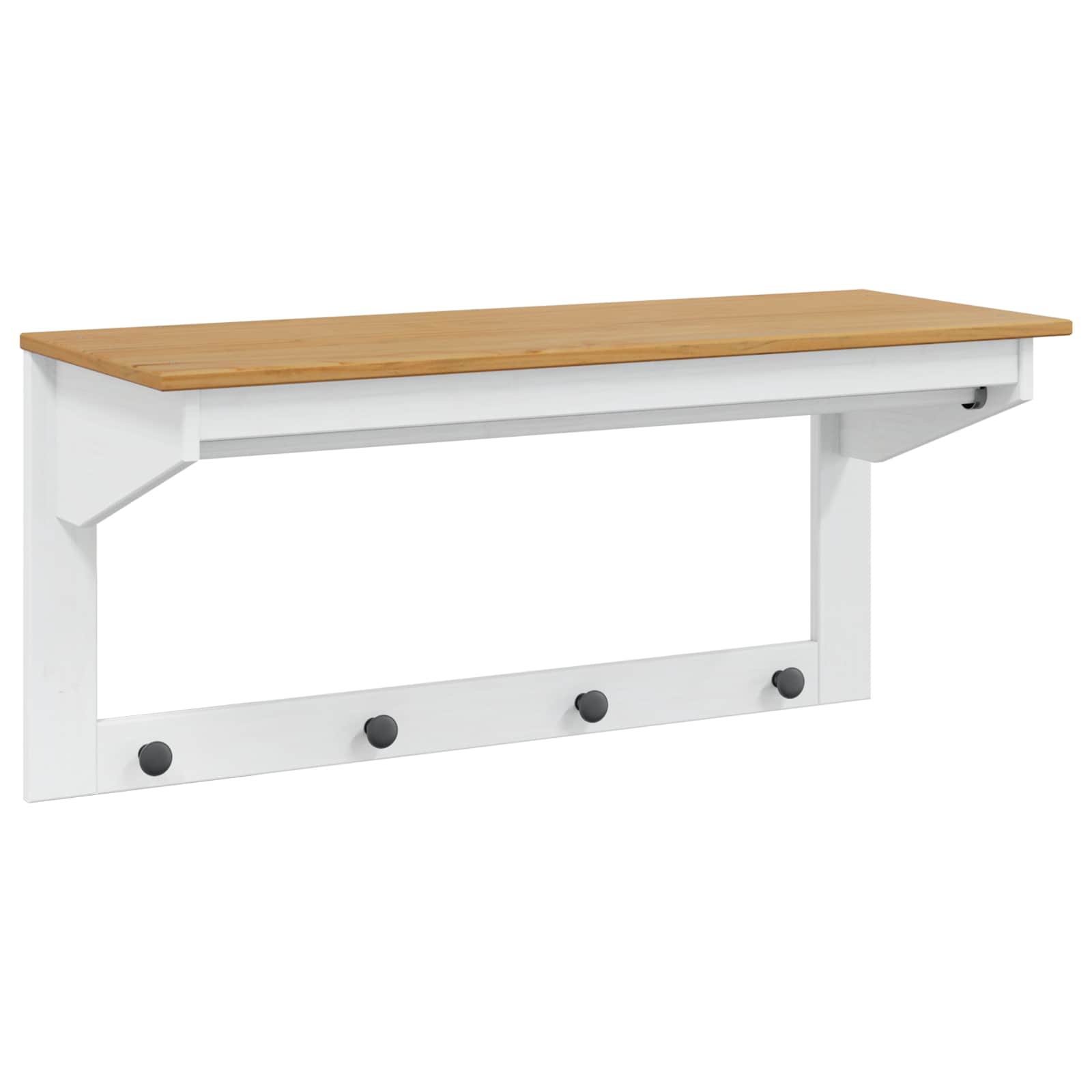 Vješalica za kapute HILL Bijela i medeno smeđa Masivna borovina