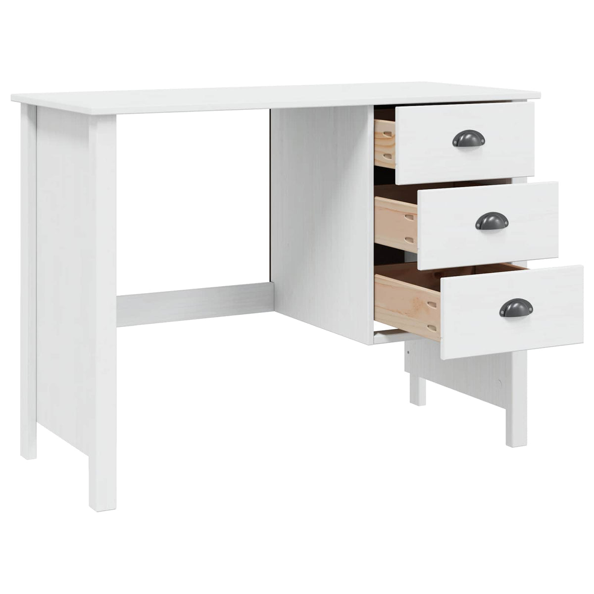 Stol s ladicama HILL Bijelo 100 x 45 x 74 cm Masivna borovina