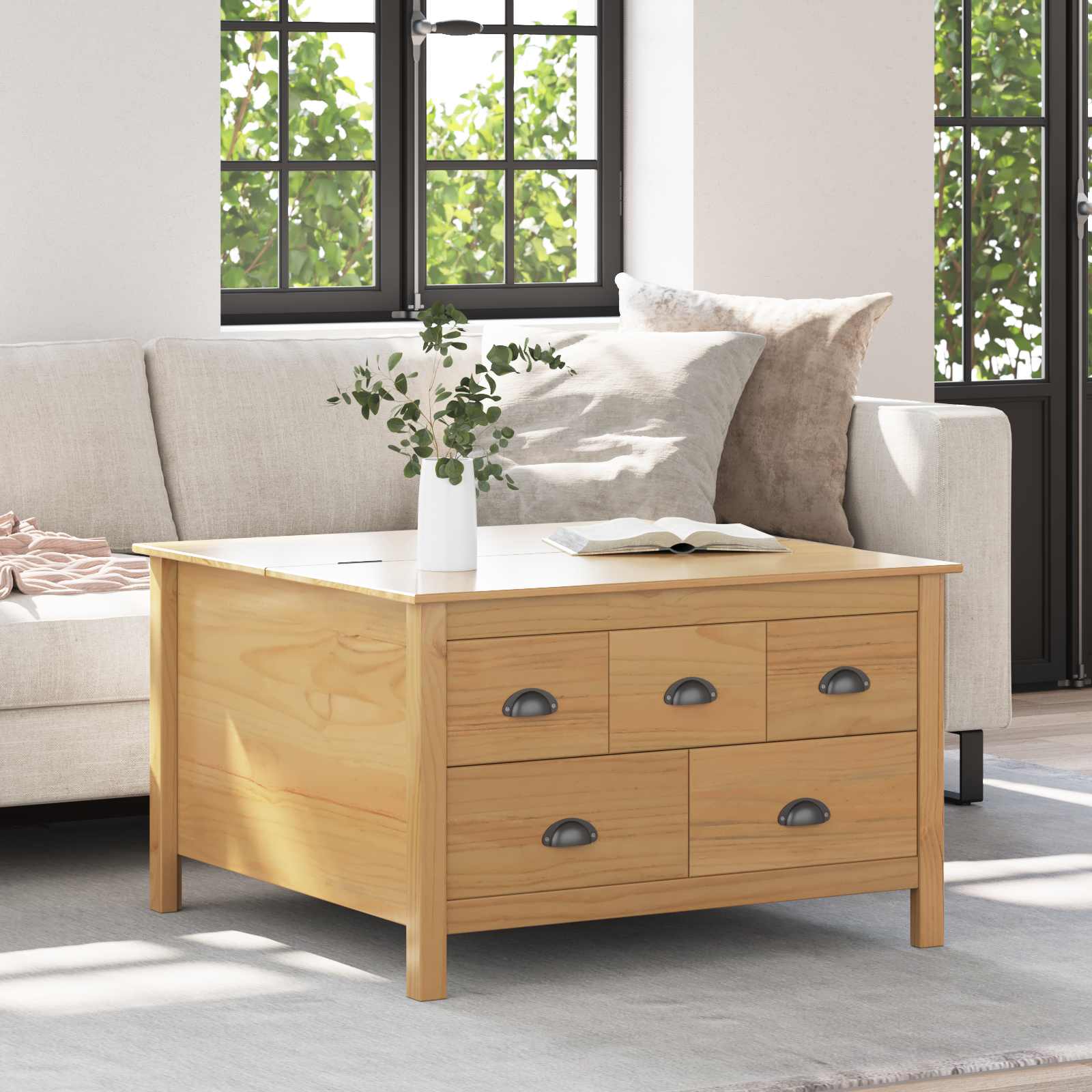 Kava Stol s ladicama HILL Medeno smeđa 79.5 x 79.5 x 49 cm