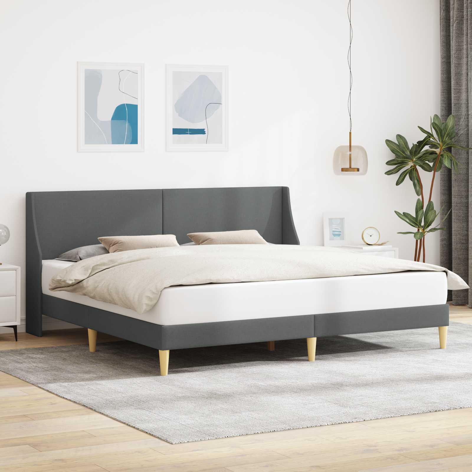 Krevetna konstrukcija Tamno siva 180 x 200 cm Baršun