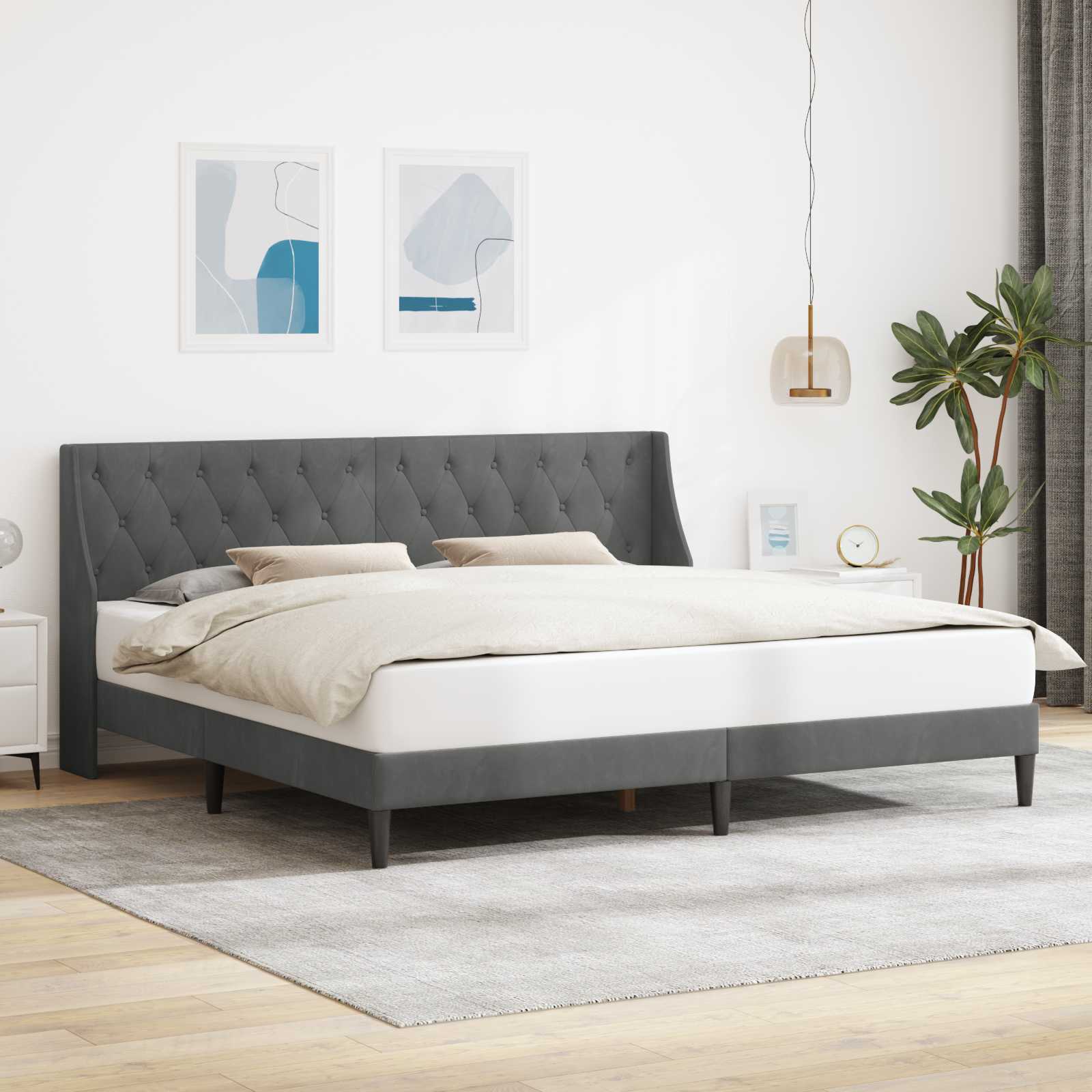 Krevetna konstrukcija Tamno siva 180 x 200 cm Baršun