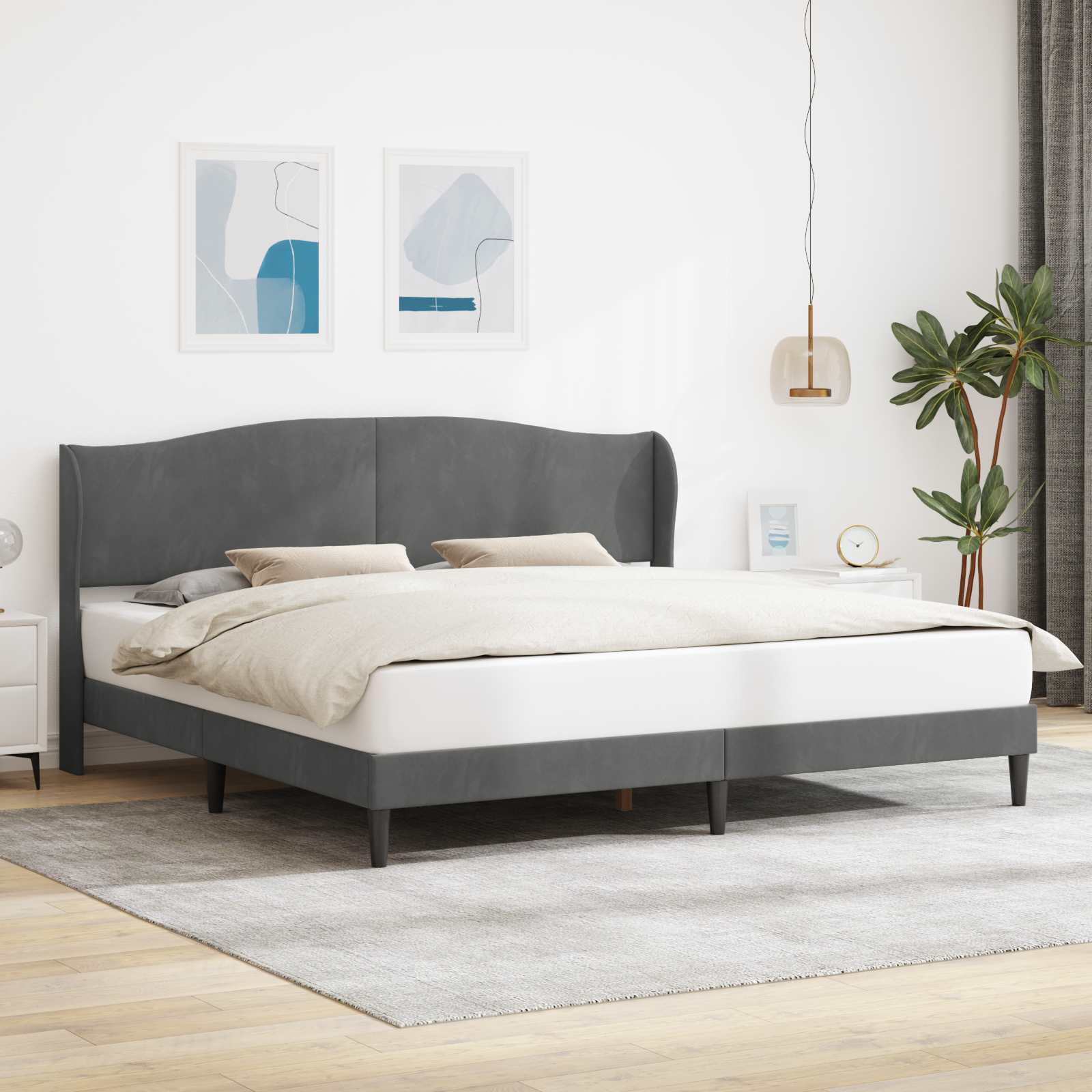 Krevetna konstrukcija Tamnosiva 180 x 200 cm Baršun