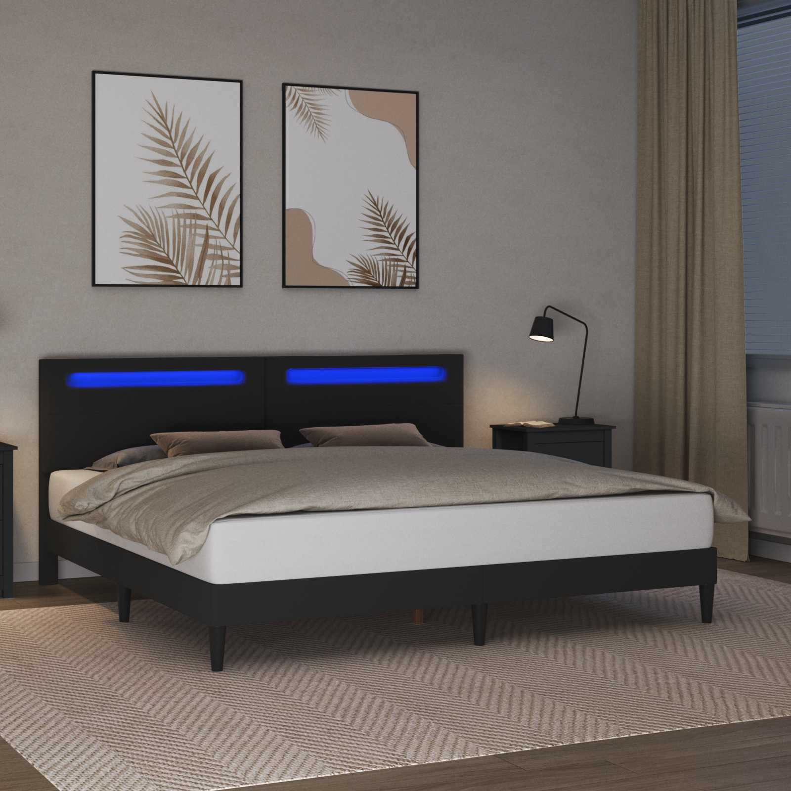 Krevetna konstrukcija Crna 180 x 200 cm Umjetna koža